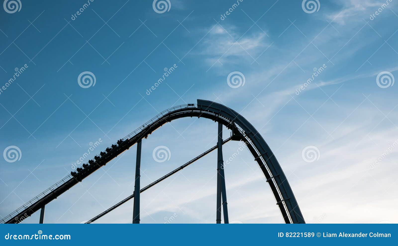 Roller Coaster Against Blue Sky Stock Image - Image of background, park ...