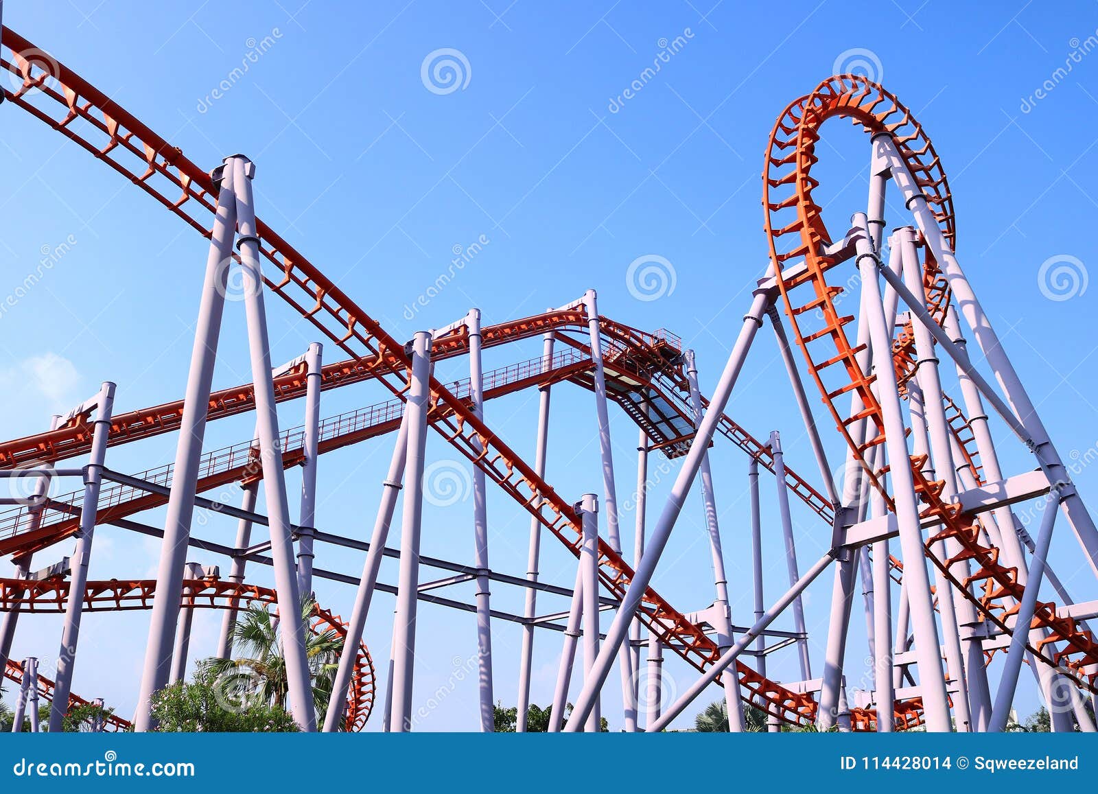Roller Coaster with Blue Sky Stock Photo - Image of closeup, friend ...
