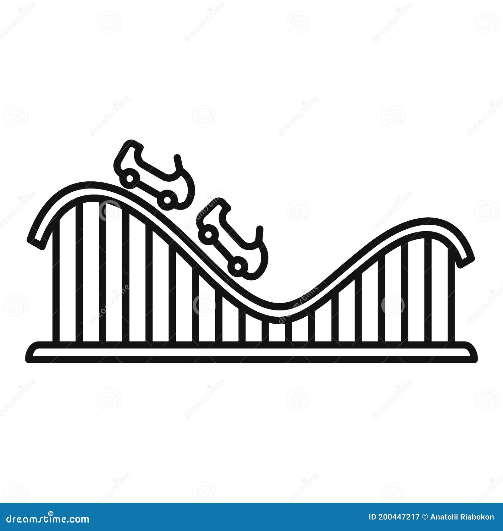 Roller Coaster Carousel Icon, Outline Style Stock Vector Illustration