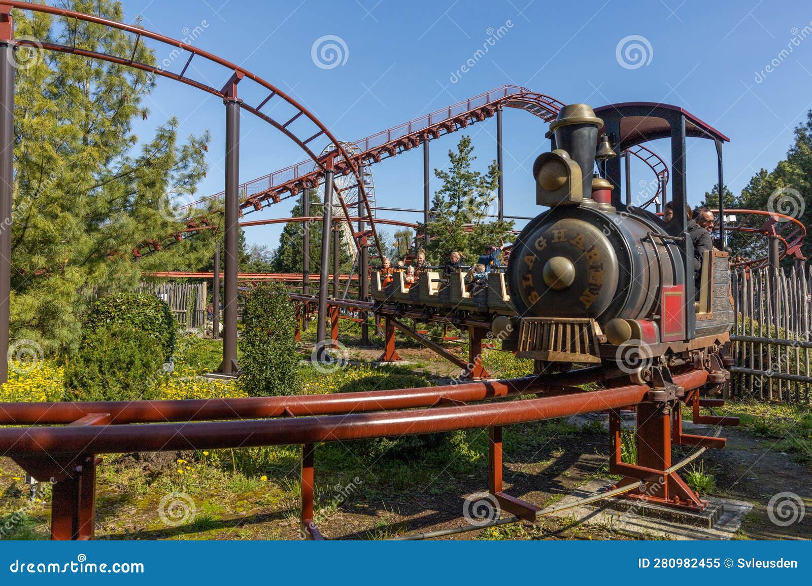 Roller Coaster Mine Train in Slagharen Attraction Park. Stock Image