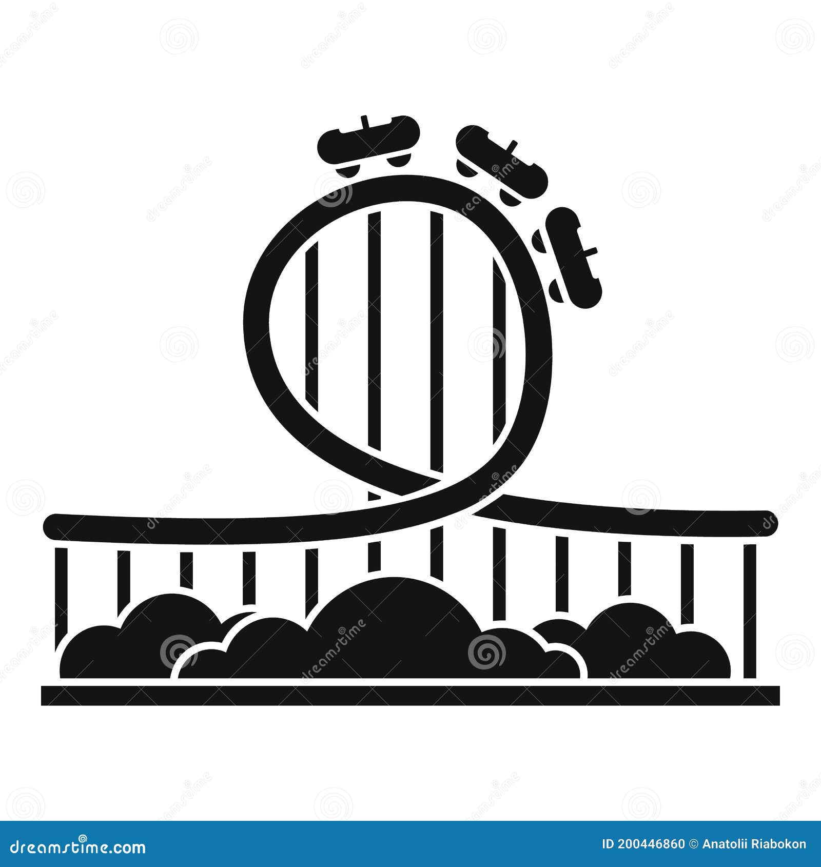 Roller Coaster Ride Icon, Simple Style Stock Vector Illustration of