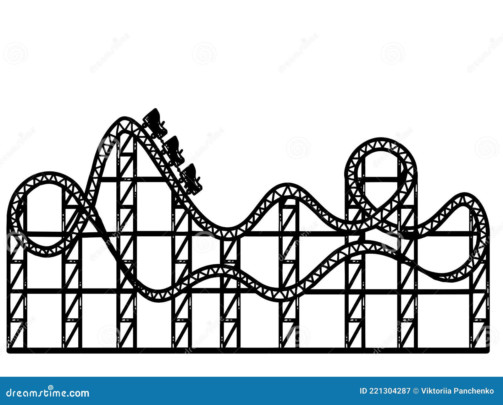 Roller Coaster. Sketch Scratch Board Imitation Color. Engraving Vector