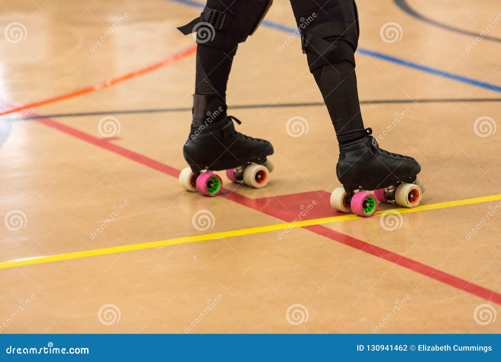 Roller Derby Players Compete Stock Photo Image of skate, pads 130941462