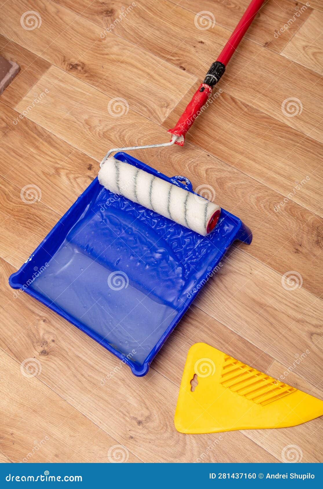 Roller with Glue for Wallpaper Stock Photo Image of tool, renovation