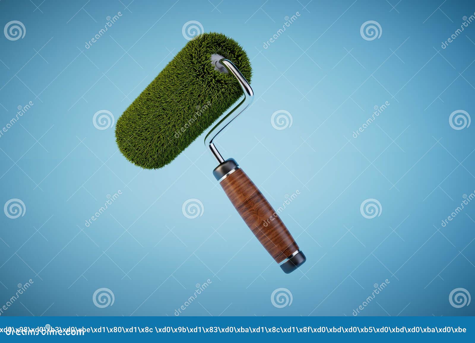 Roller Paint Brush on Isolated Blue Background. 3d Render Stock