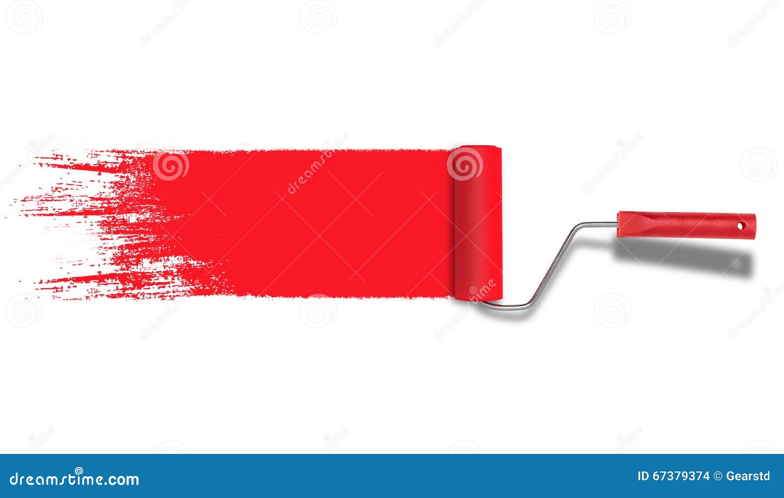 Paint Roller Hand With Yellow House Symbol Painting On Wall Isolated On