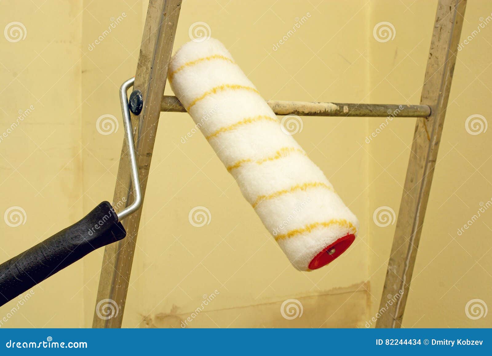 Roller for Painting Walls Lying on the Stairs Stock Photo Image of