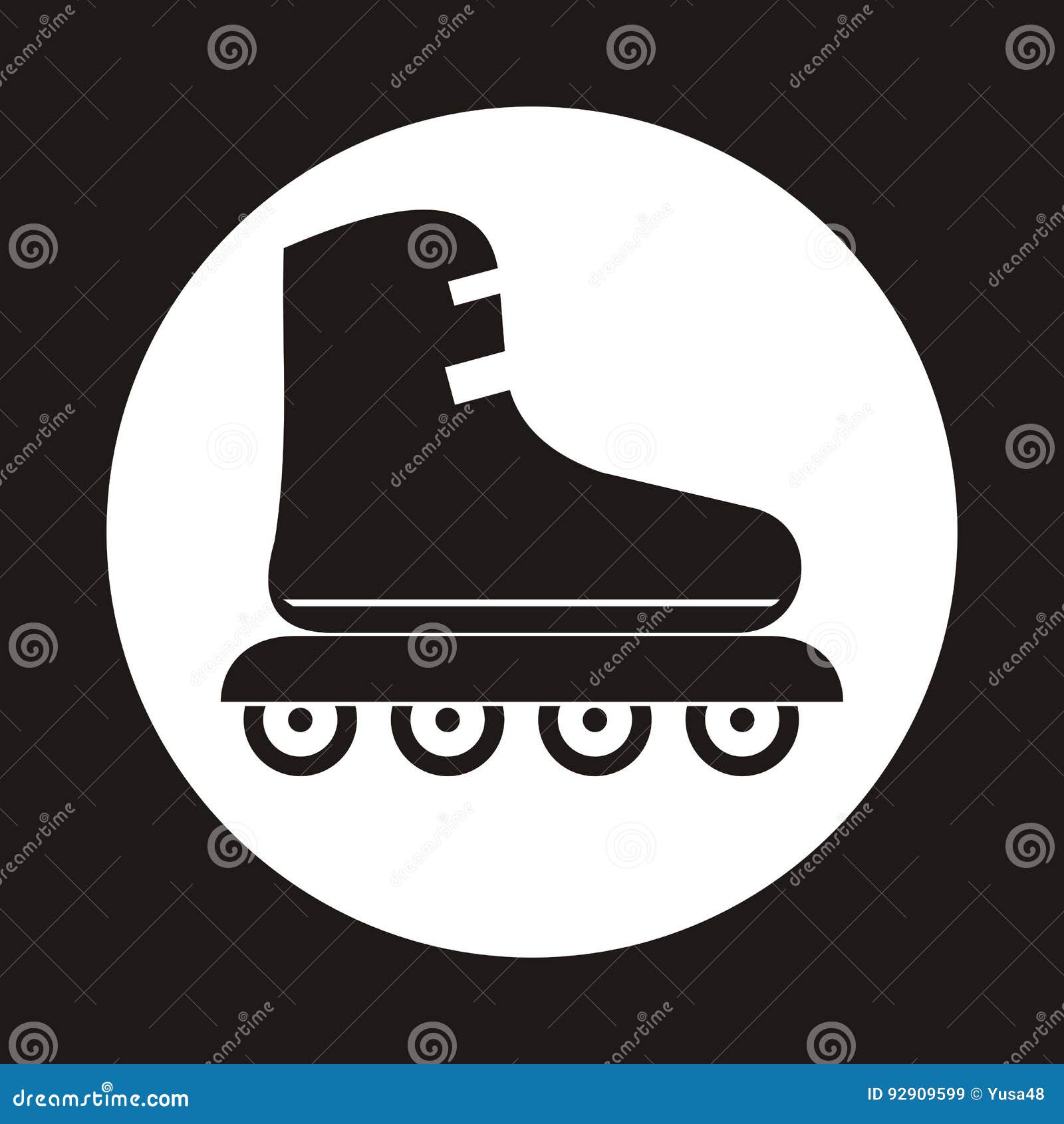 Roller Skate Icon in the White Circle Stock Vector Illustration of