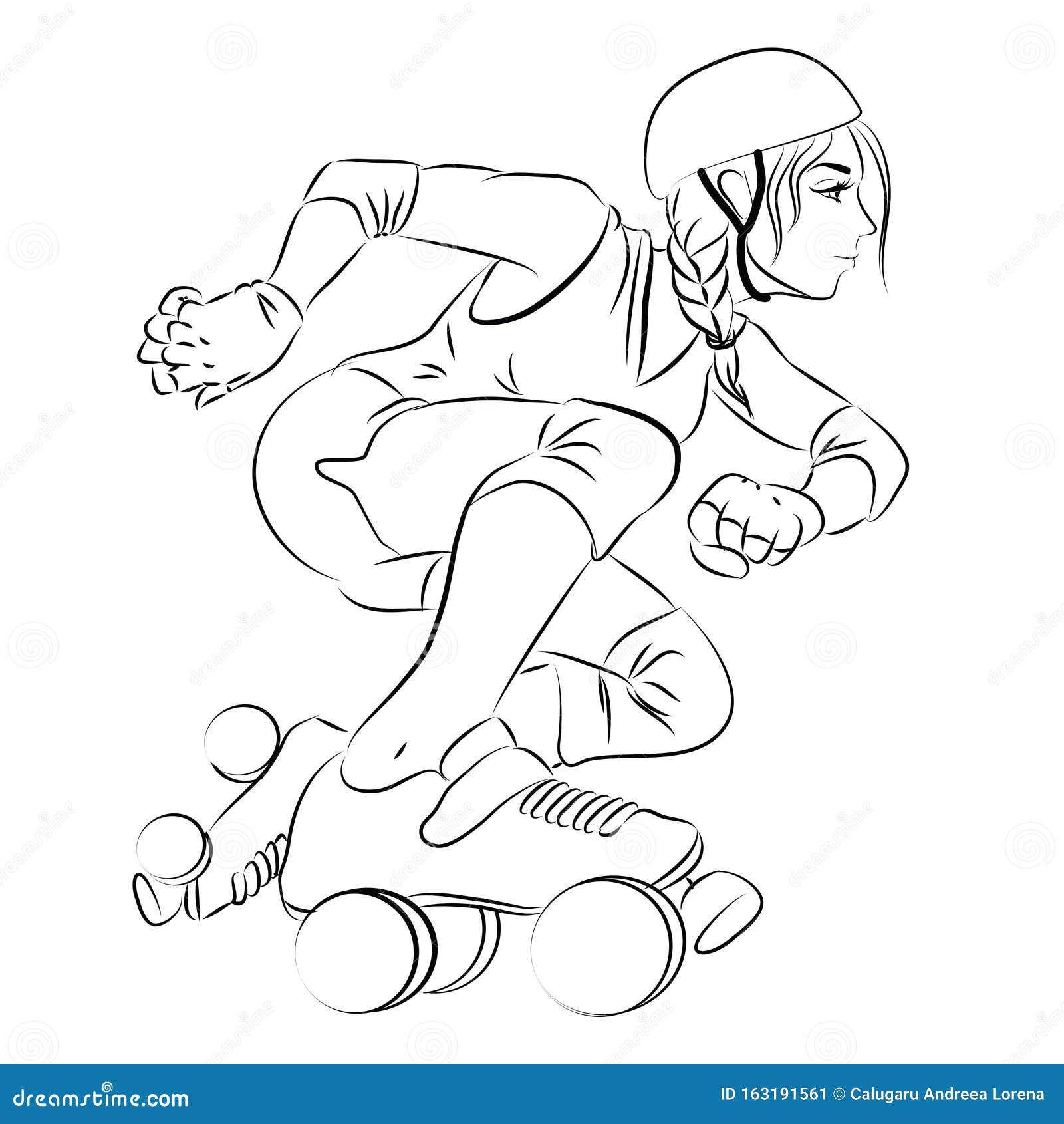 Roller skater Derby Girl stock vector. Illustration of pads 163191561