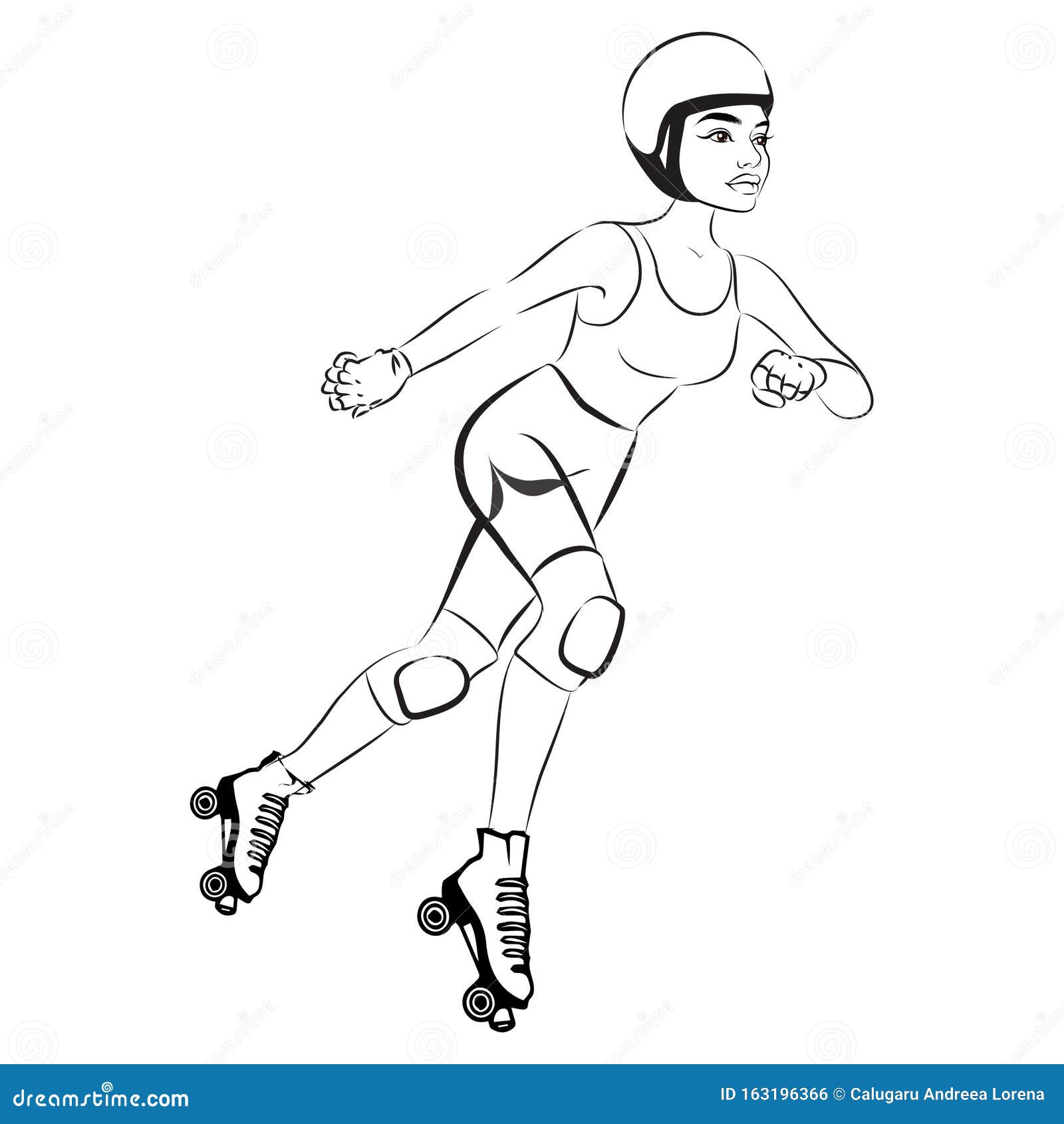 Roller skater Derby Girl stock vector. Illustration of graphic 163196366