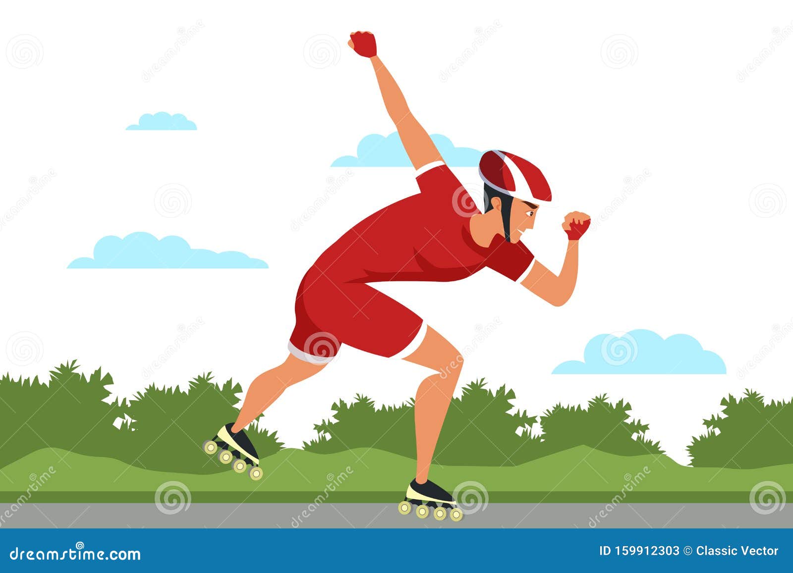 roller skating sport flat    on white background