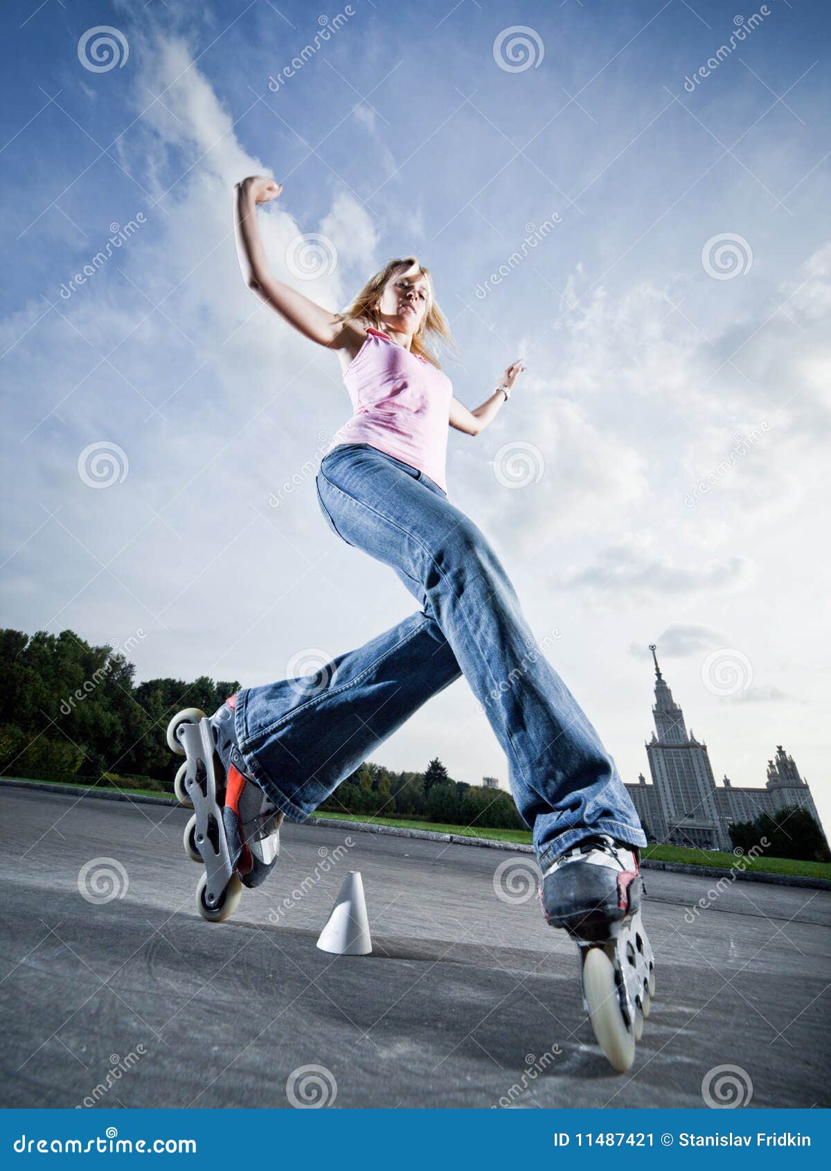 Rollerblading girl stock image. Image of jeans, rollerblading - 11487421