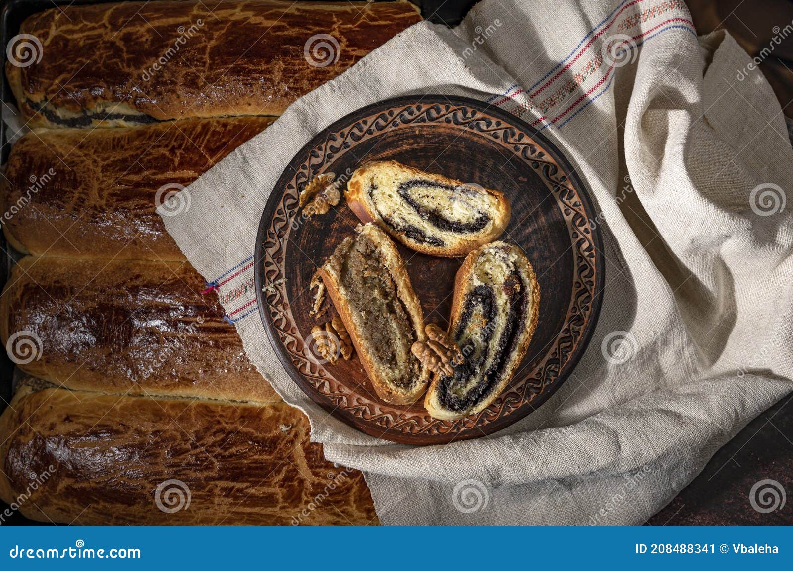 Rolling Cakes with Poppy Seed and Walnut Filling Stock Image Image of