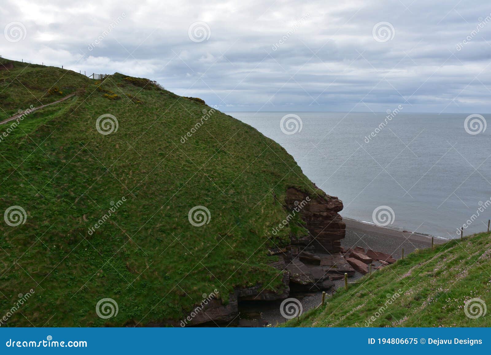 rolling green hills down to the irish sea in st bees