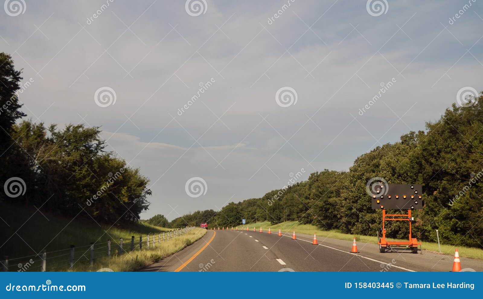 Rolling Hills Along I40 in Eastern Oklahoma with Road Construction