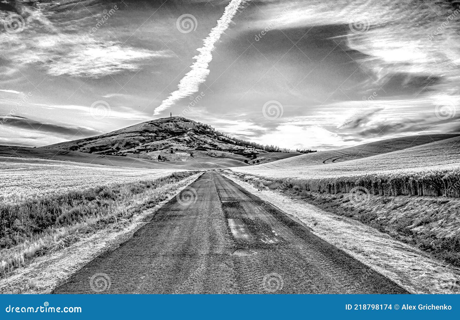 Rolling Hills and Farm Land at Palouse Washington Stock Photo Image