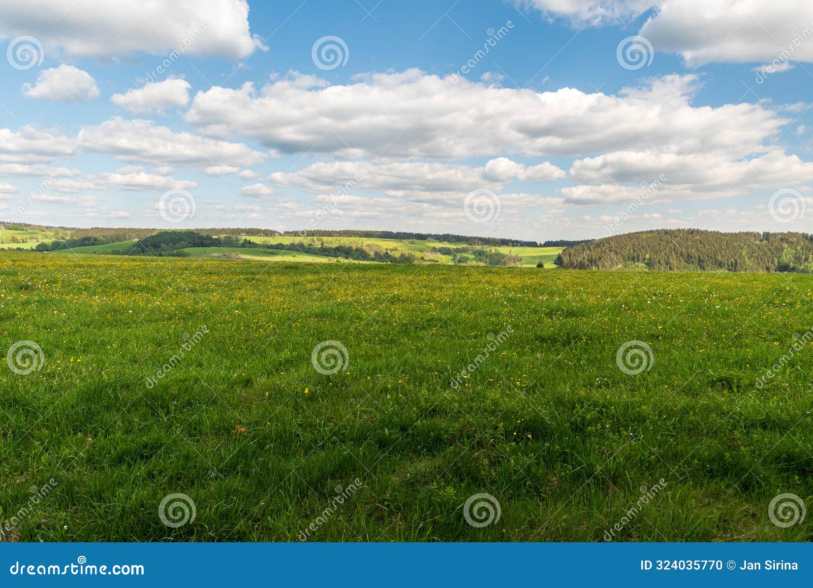rolling landscape of westernmost part of krusne hory mountains on czech - saxonian borderland