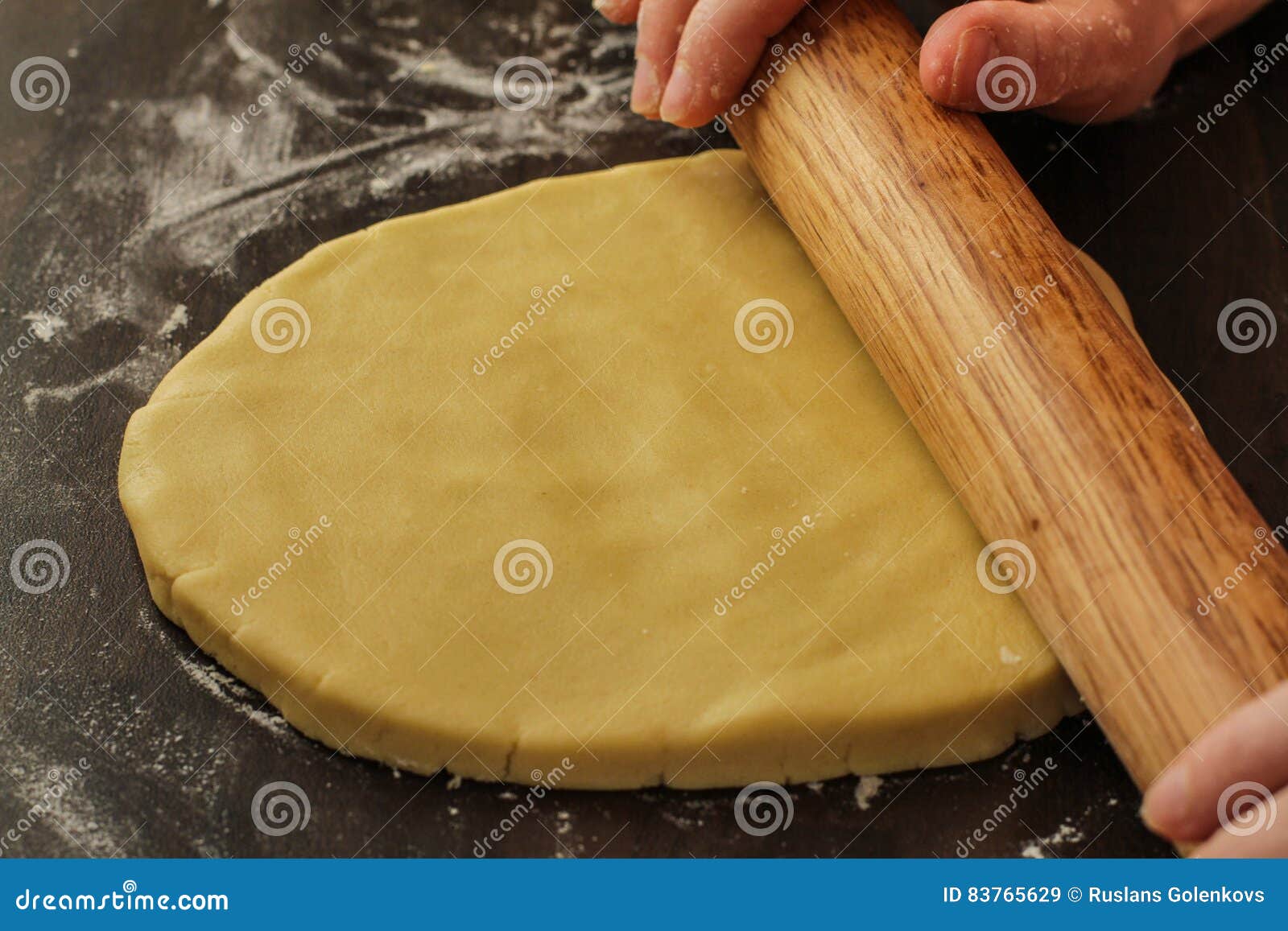 Rolling Our Fresh Biscuit Dough Stock Image Image of person, organic