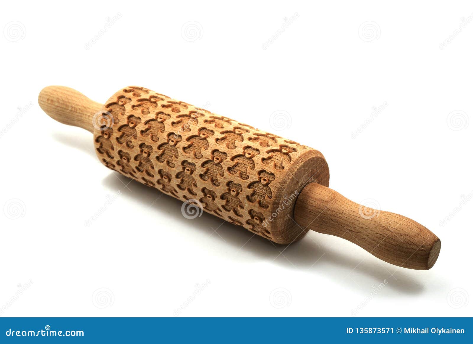Rolling Pin with Bear Pattern on White Stock Image Image of natural