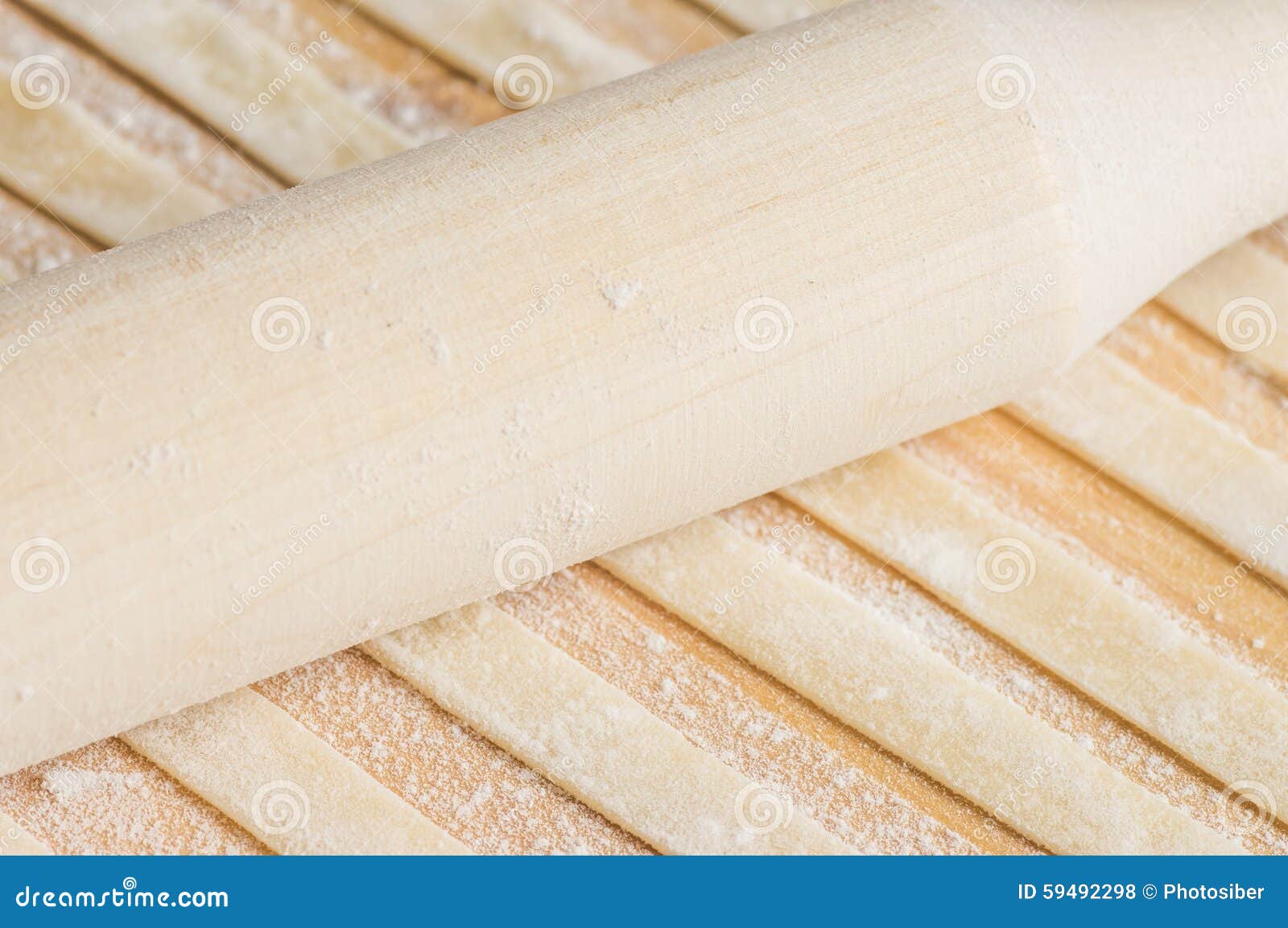 Rolling Pin on the Table Rolled Dough for Pasta Stock Photo Image of