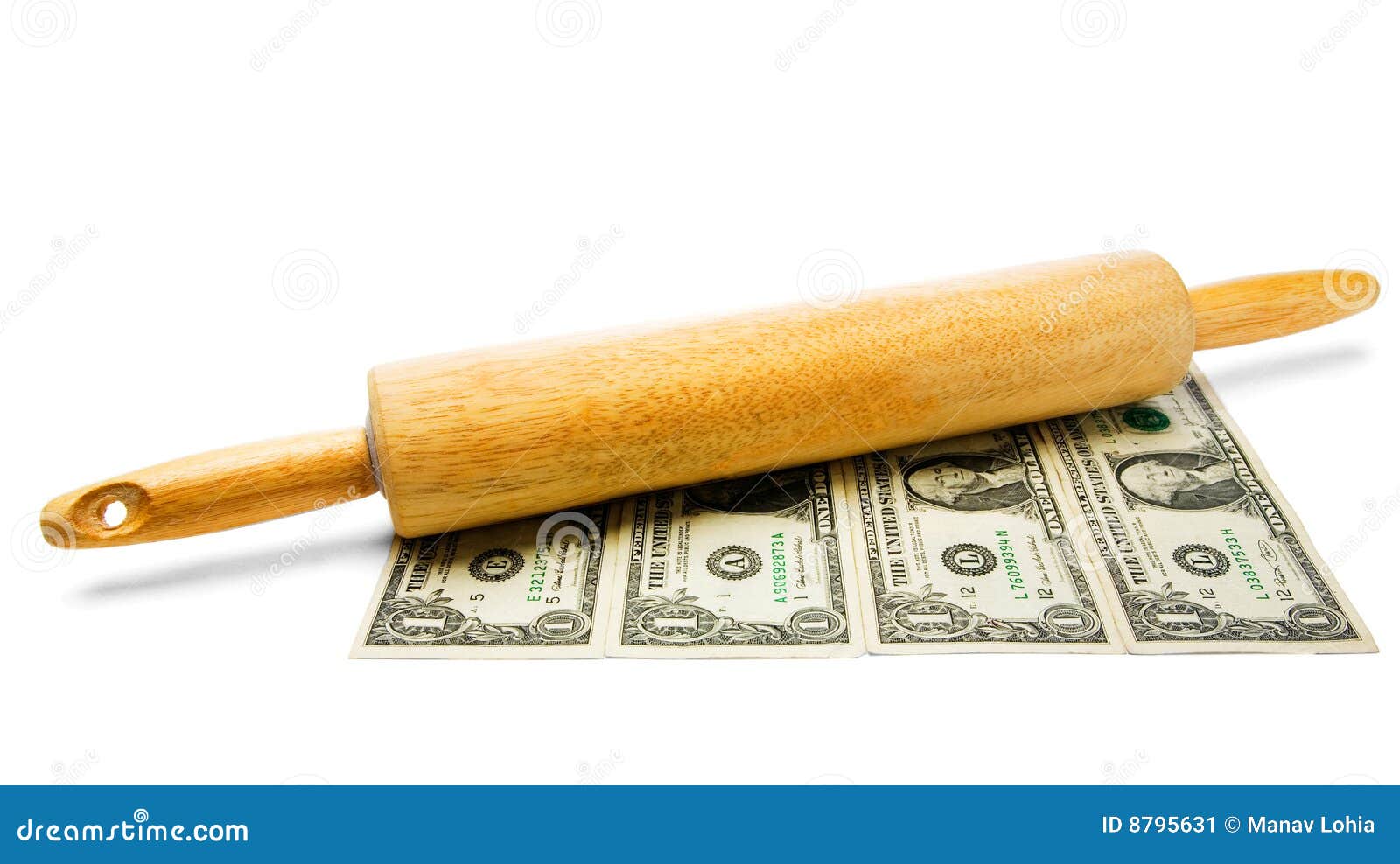 Rolling Pin on Us Currency stock image. Image of business 8795631
