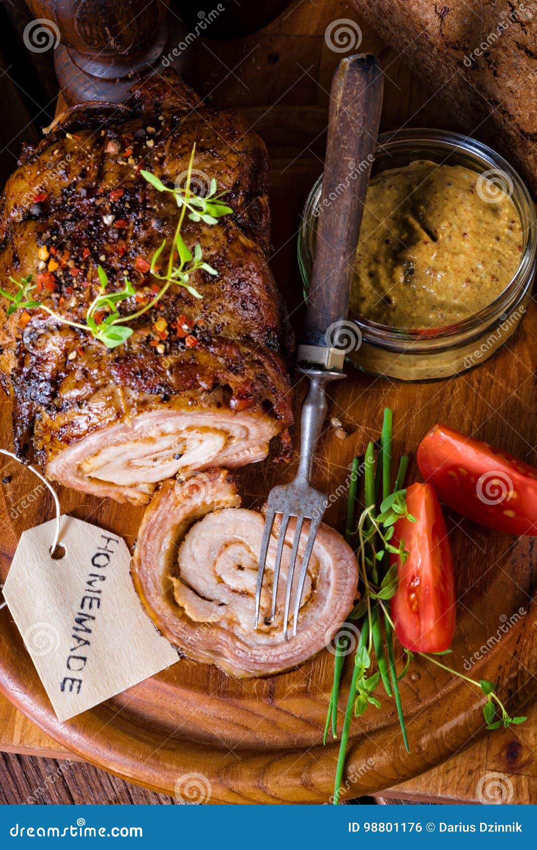 Rolling Roasts Fullly with Dried Fruit and Bacon Stock Photo Image of