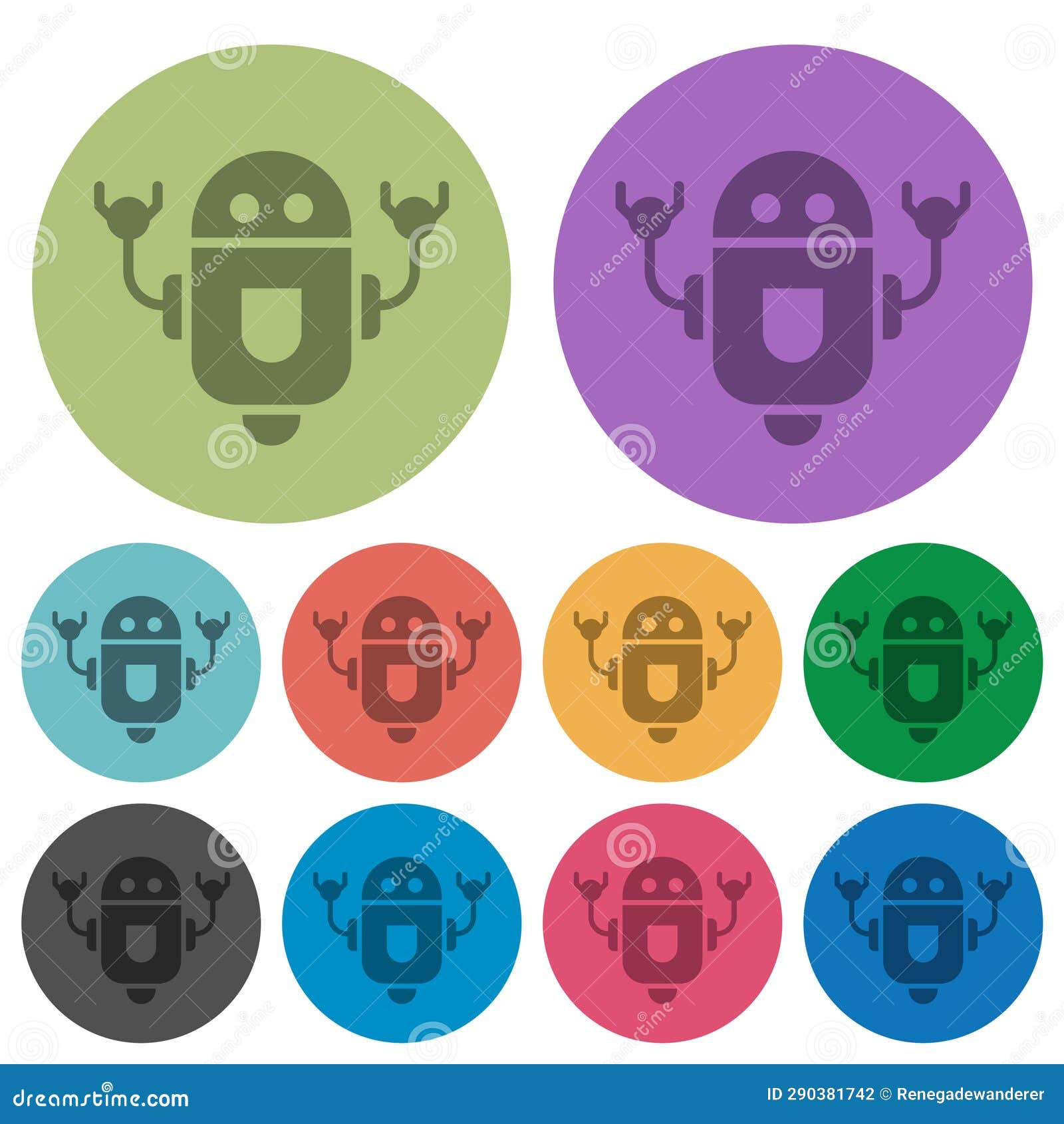 rolling robot color darker flat icons