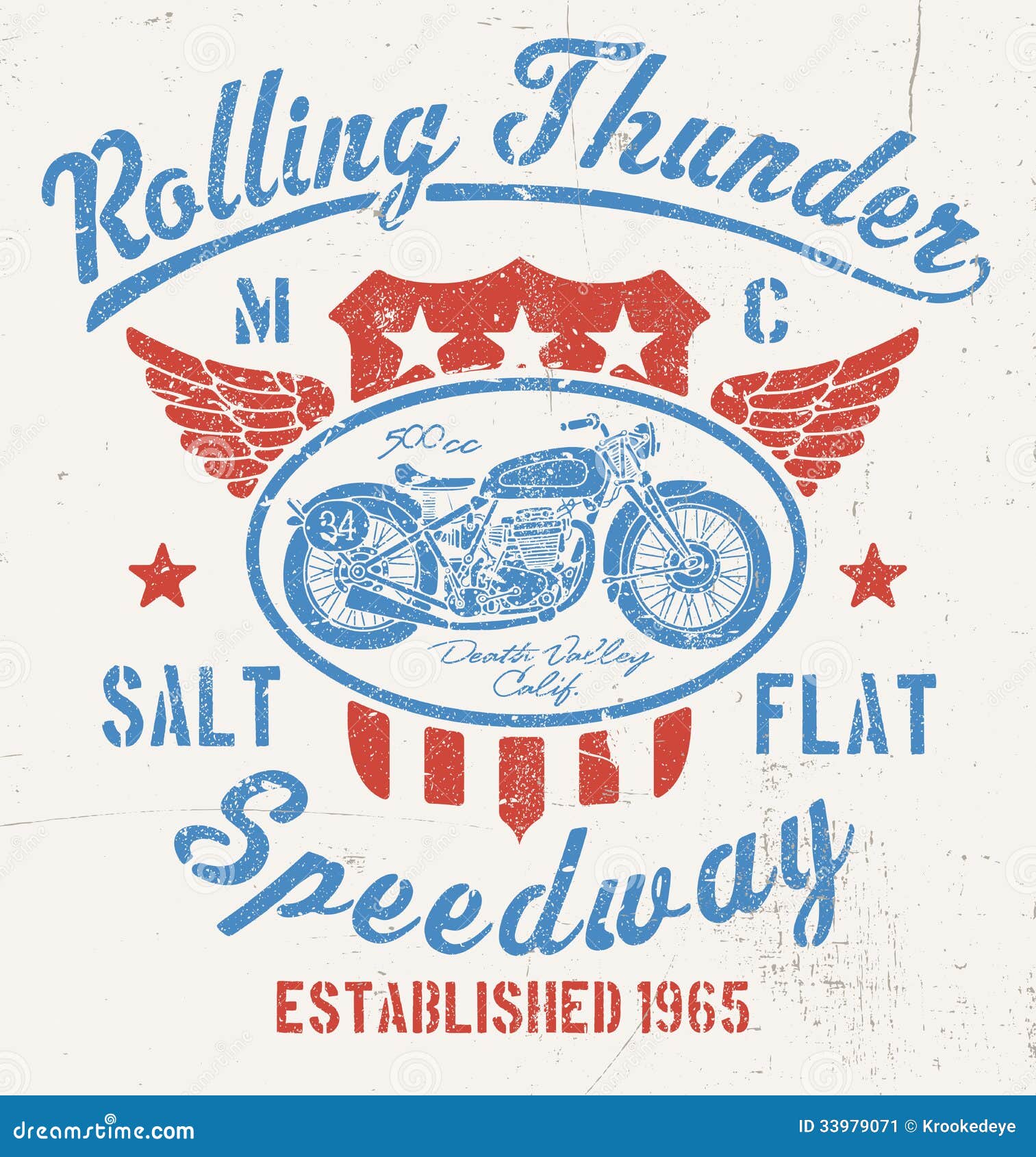 rolling thunder vintage motorcycle graphic
