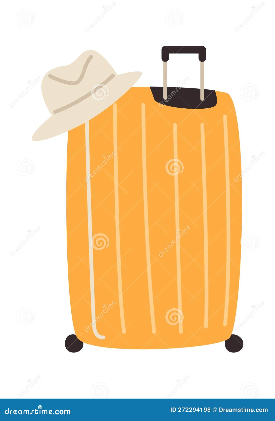 Rolling Travel Suitcase with Hat Stock Vector Illustration of rolling