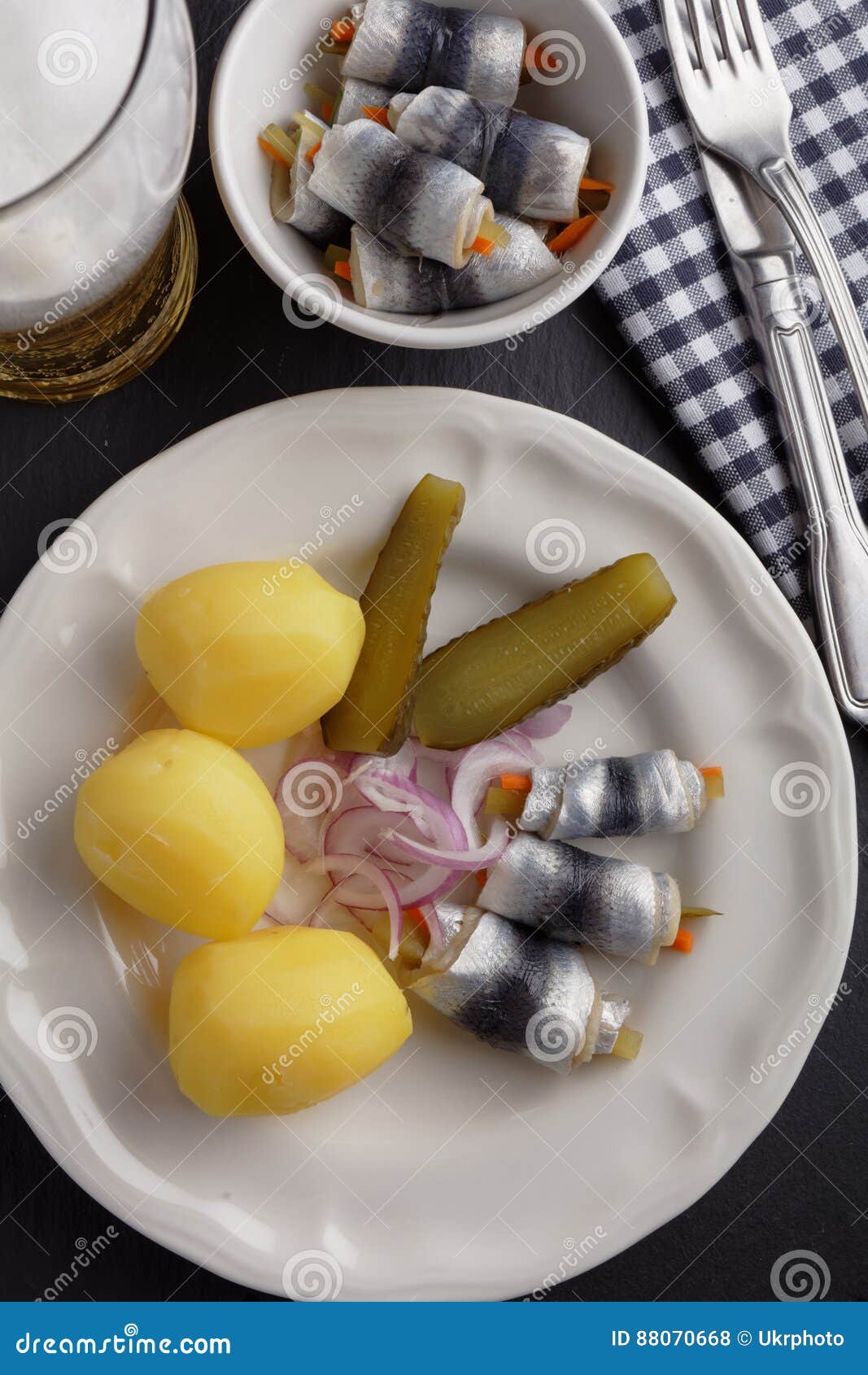 rollmops with boiled potato