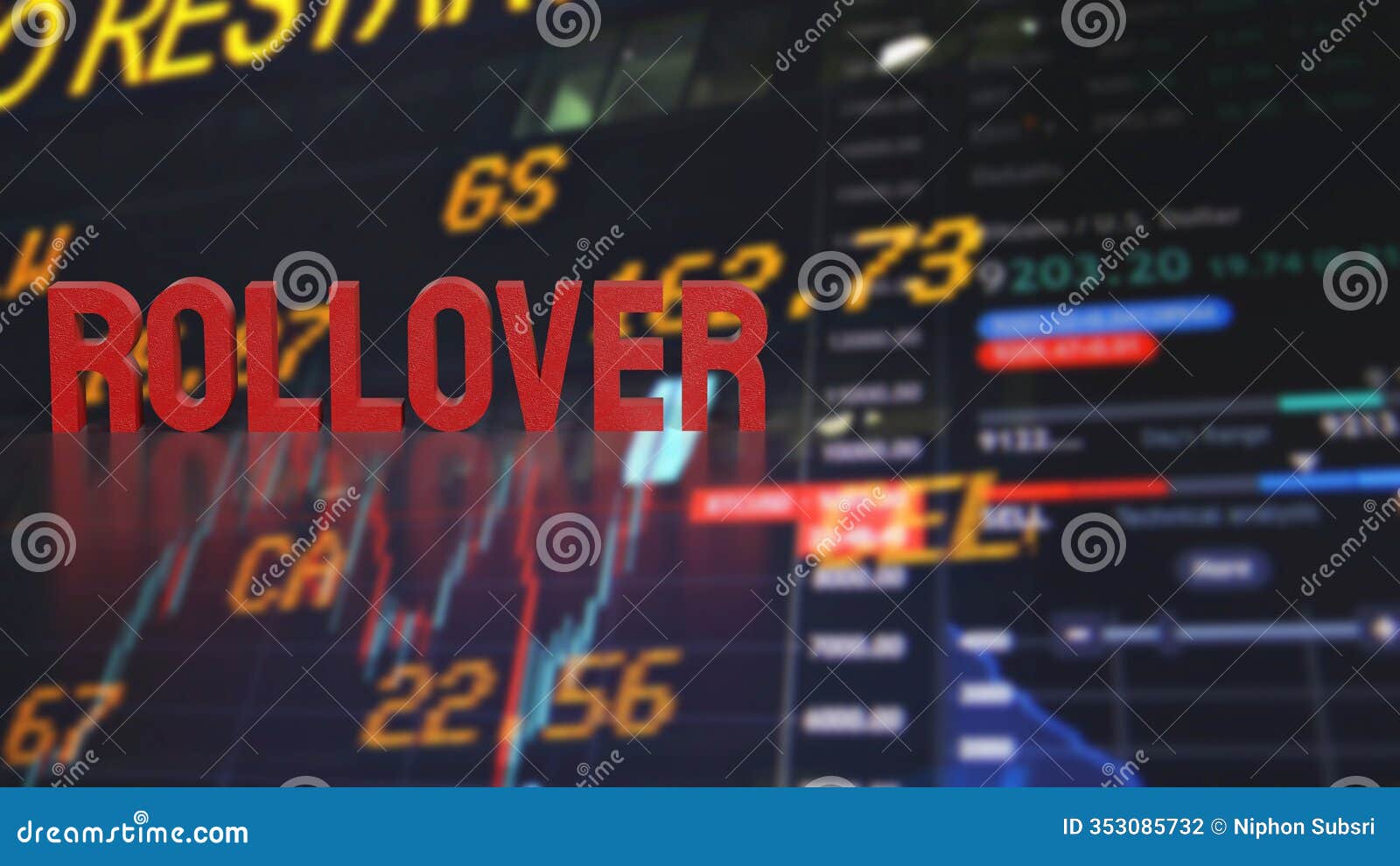 the rollover text on business background 3d rendering