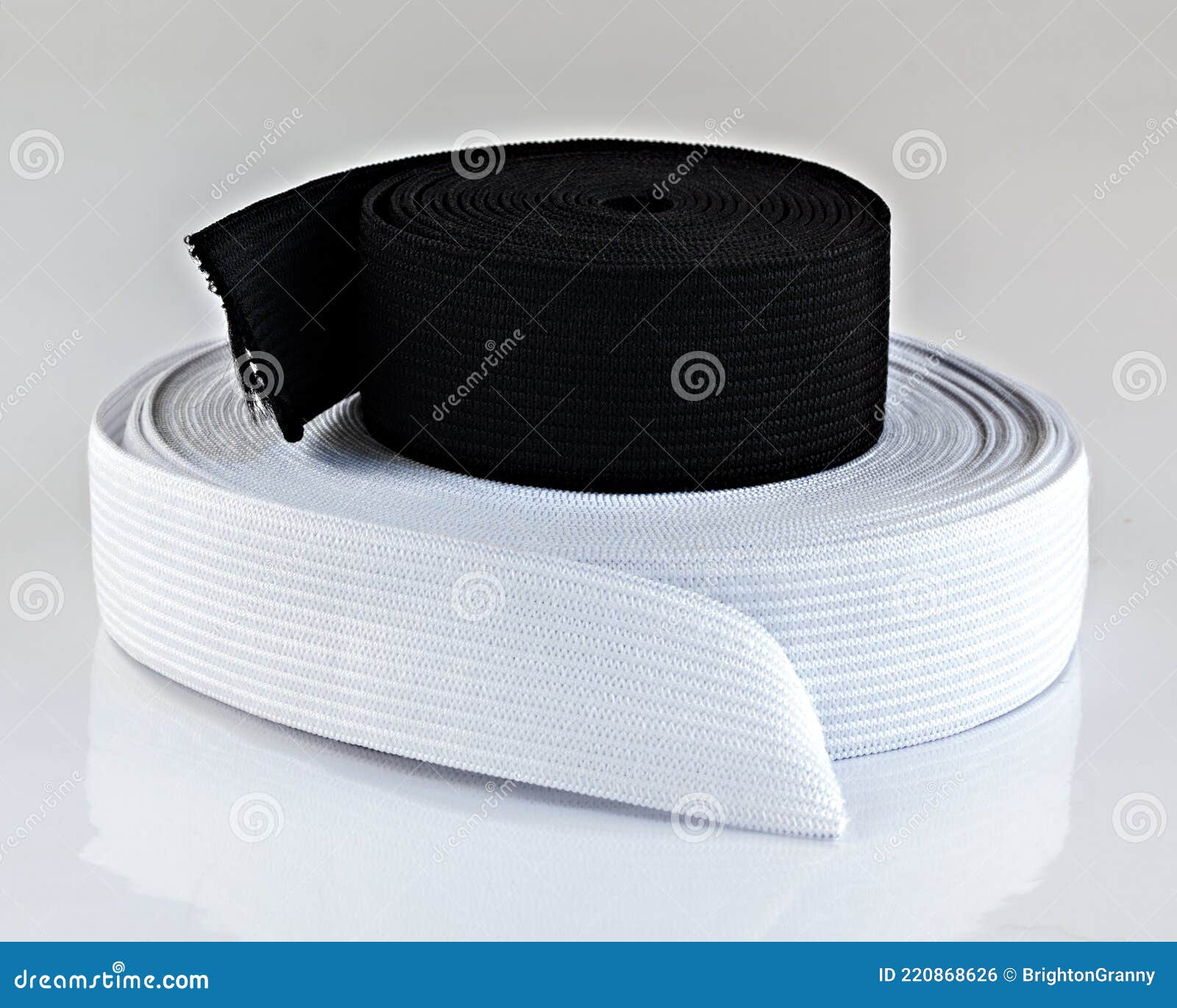 Rolls of Black and White Sewing Elastic. Stock Photo Image of black