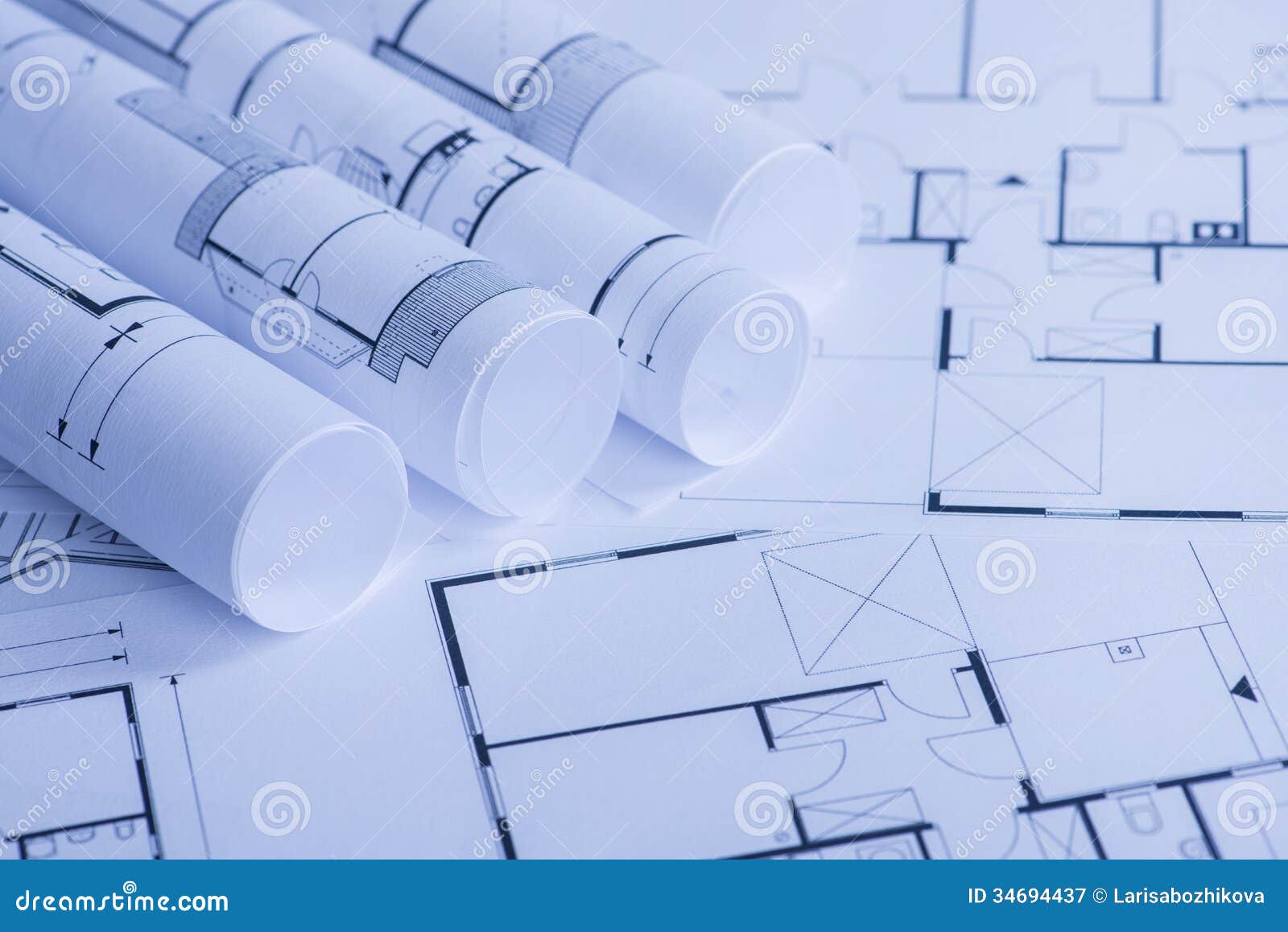 Rolls of Blueprints stock image. Image of construction 34694437