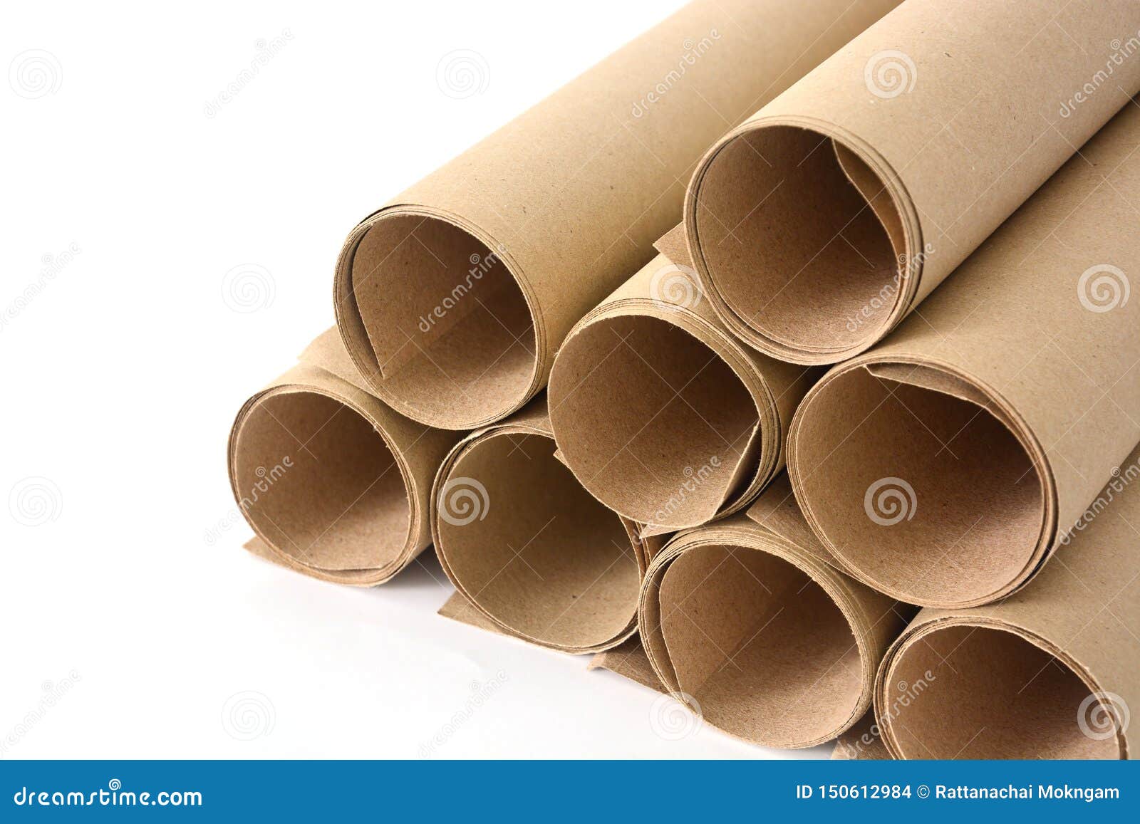 Rolls of Brown Paper on White Background Stock Photo Image of bright