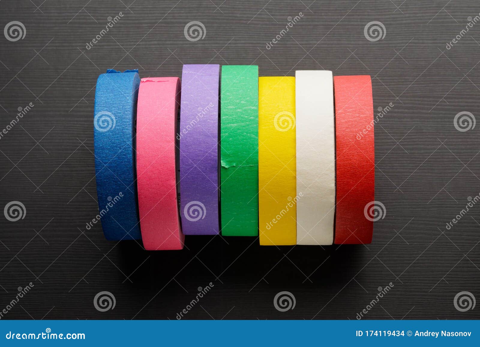 Top View Masking Tapes On Dark Background RoyaltyFree Stock Photo