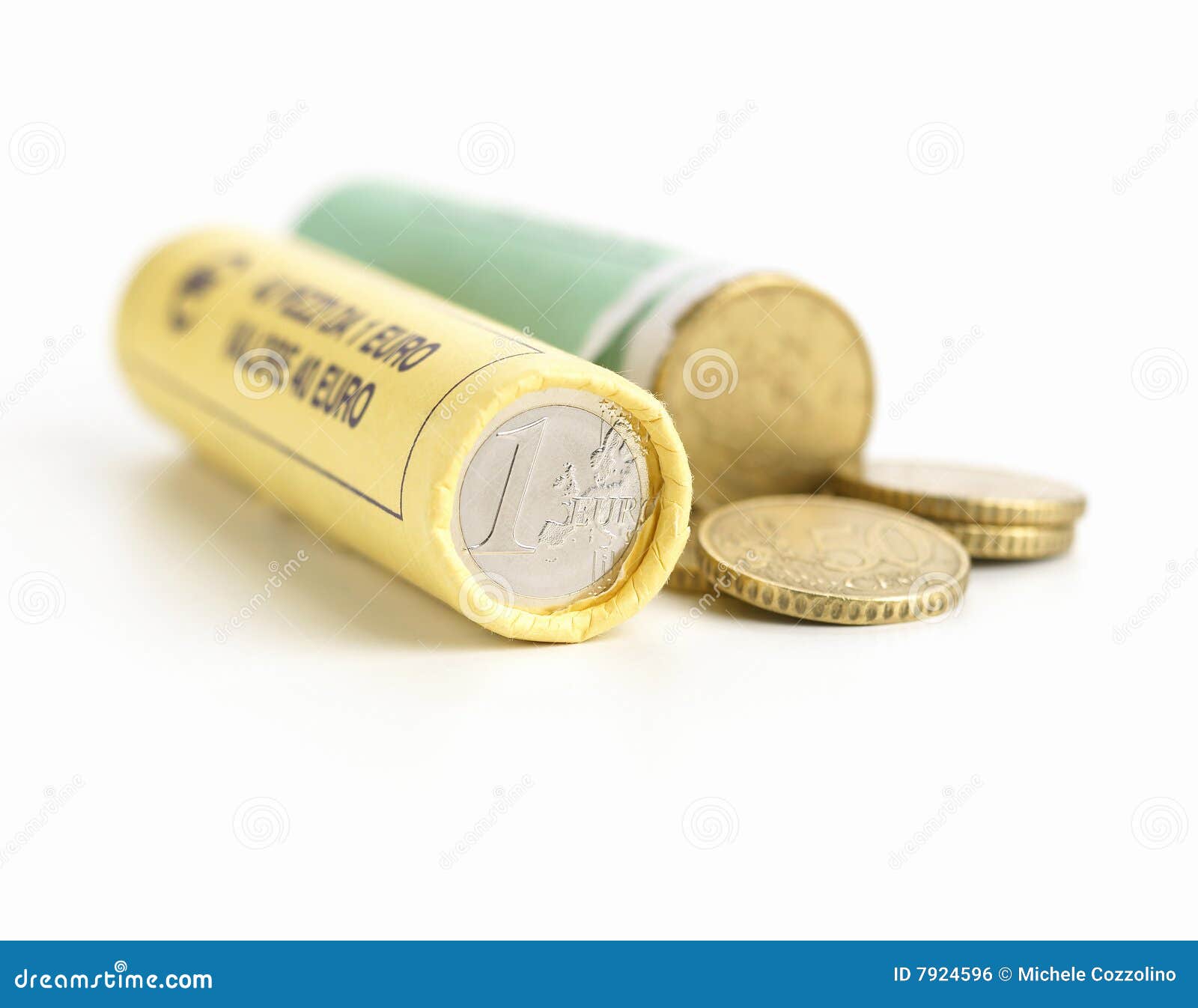 Rolls of Euro coins stock photo. Image of european, remote 7924596