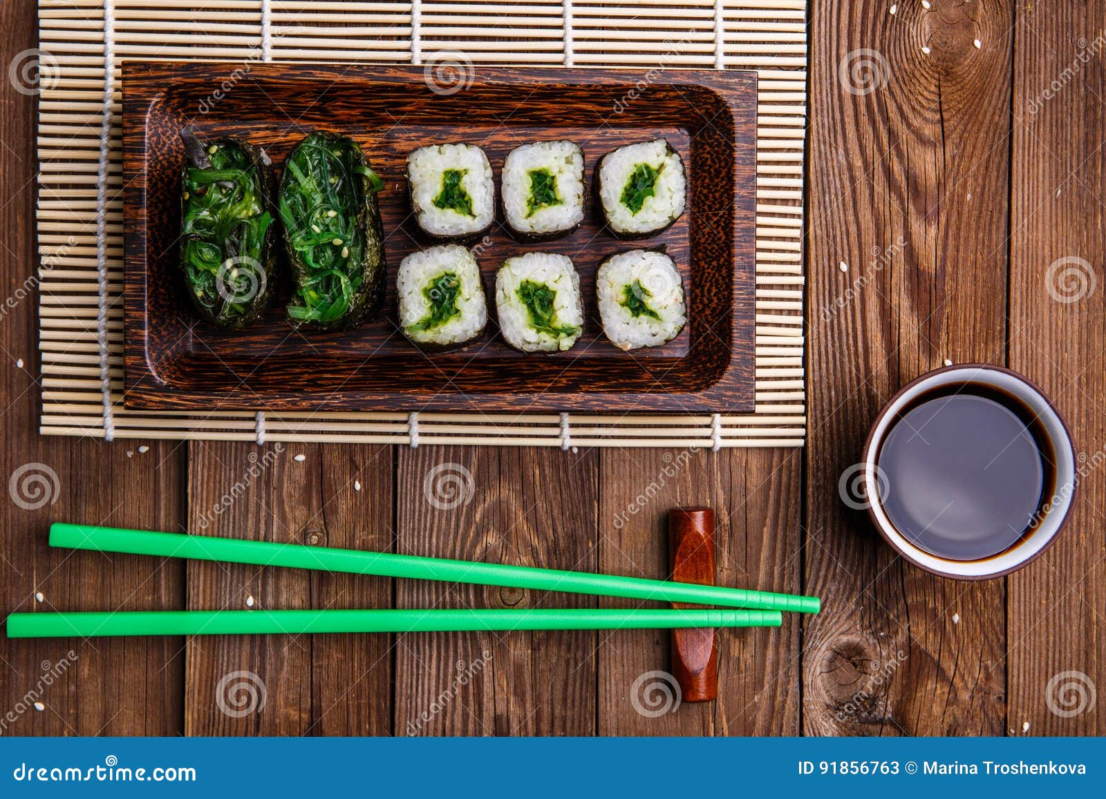 Rolls, Green Chopsticks on Napkin Stock Image Image of lunch, fresh
