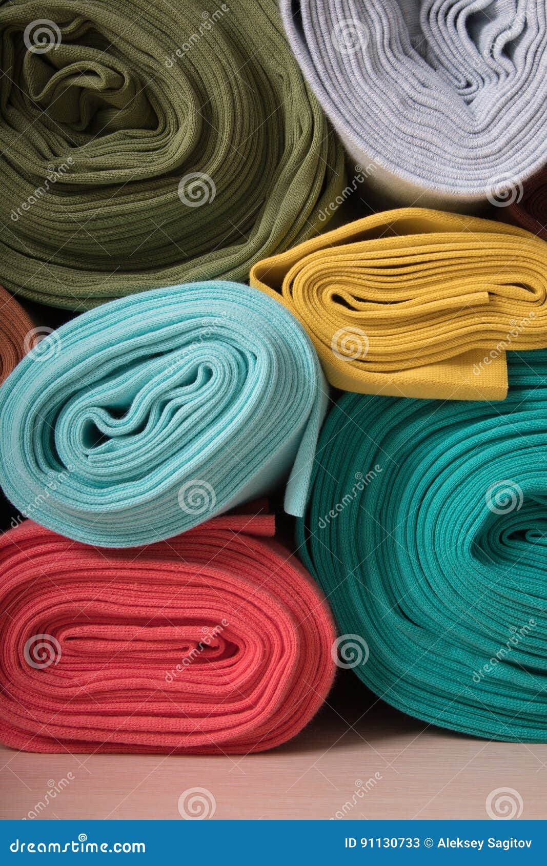 Rolls of Knitted Fabric in Assortment Stock Image Image of group