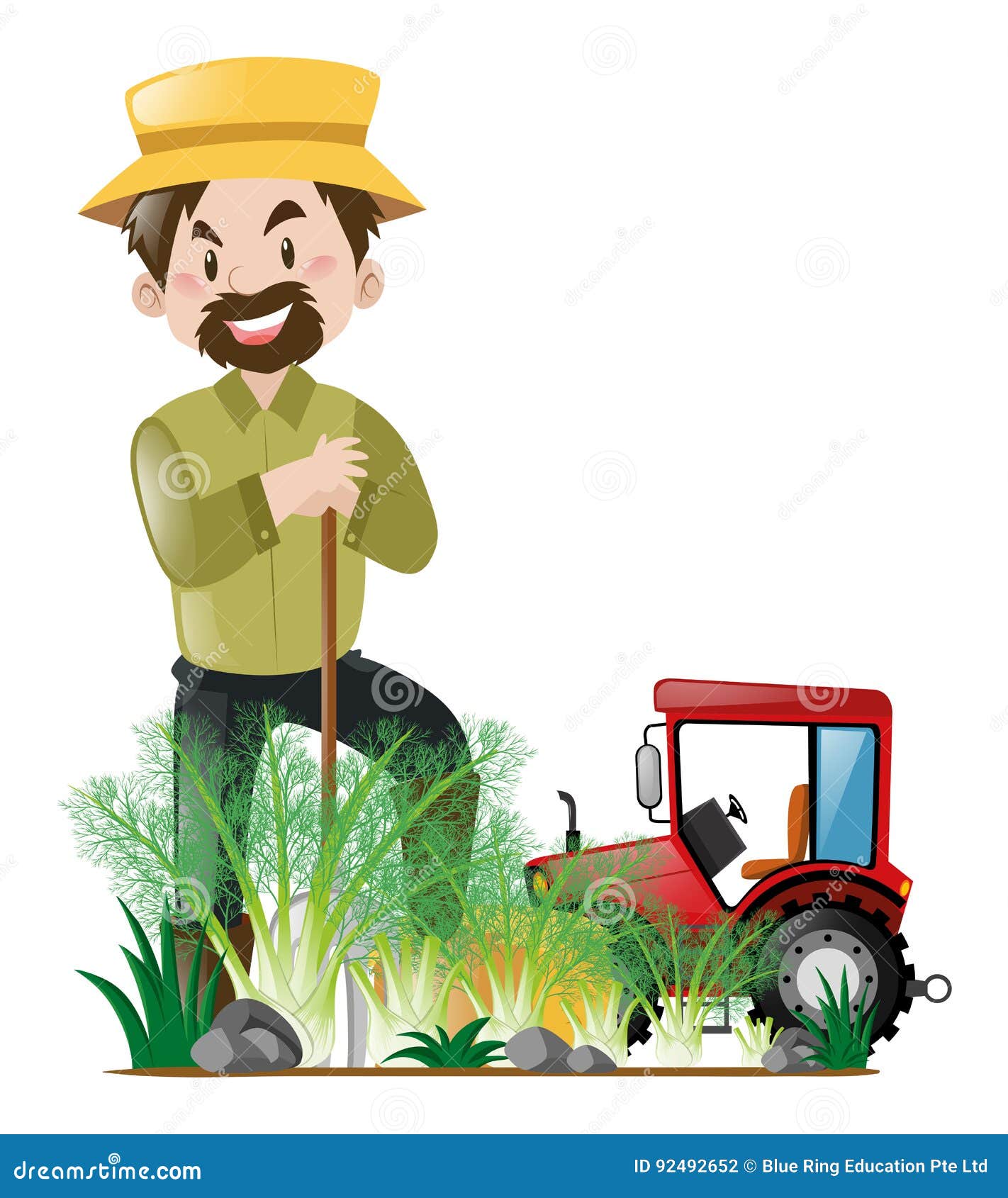 Rolnik Rolnik Rolnik Pod Rolnikiem Ciągnik Rolnik I Ciągnik W Gospodarstwie Rolnym Ilustracji - Ilustracja
