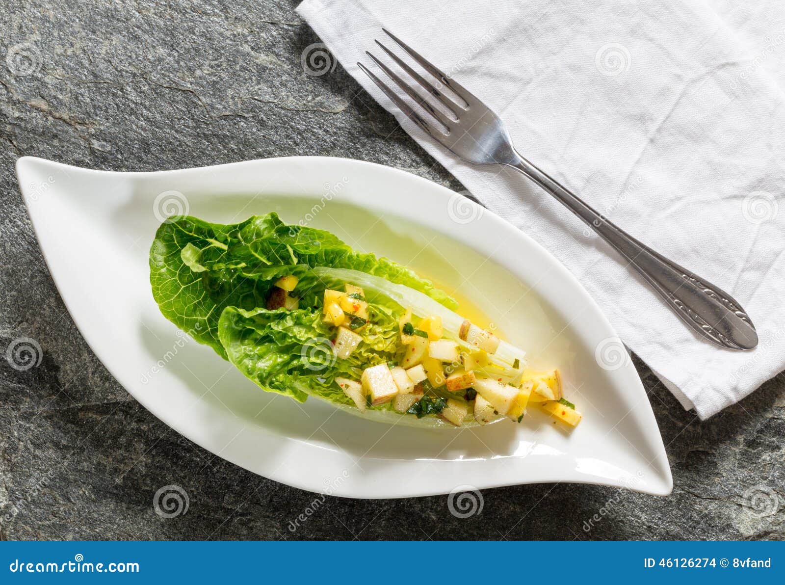 Romaine Lettuce Hearts with Mango Apple Vinaigrette Stock Photo Image