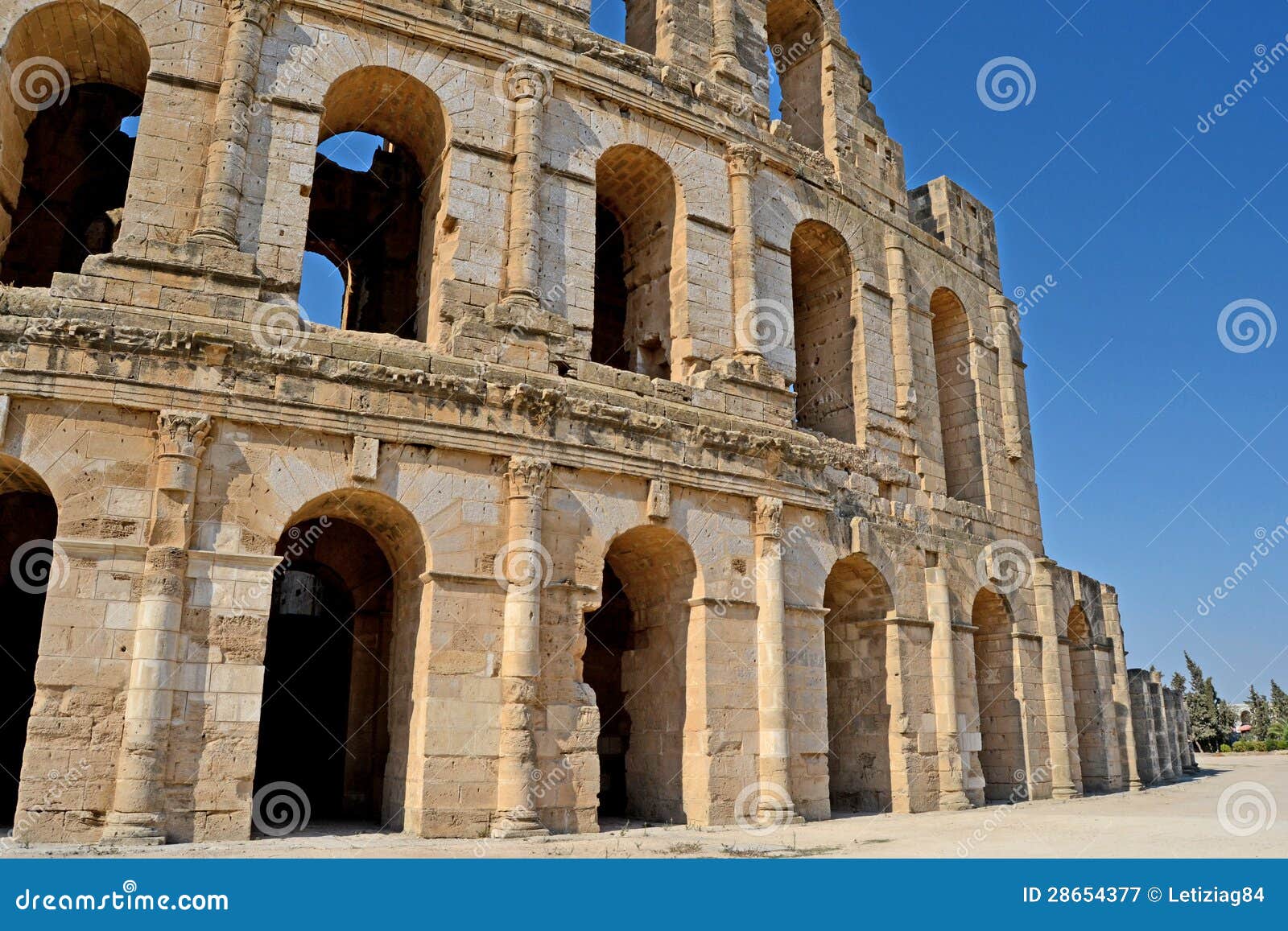 roman amphitheater in the city of el jem