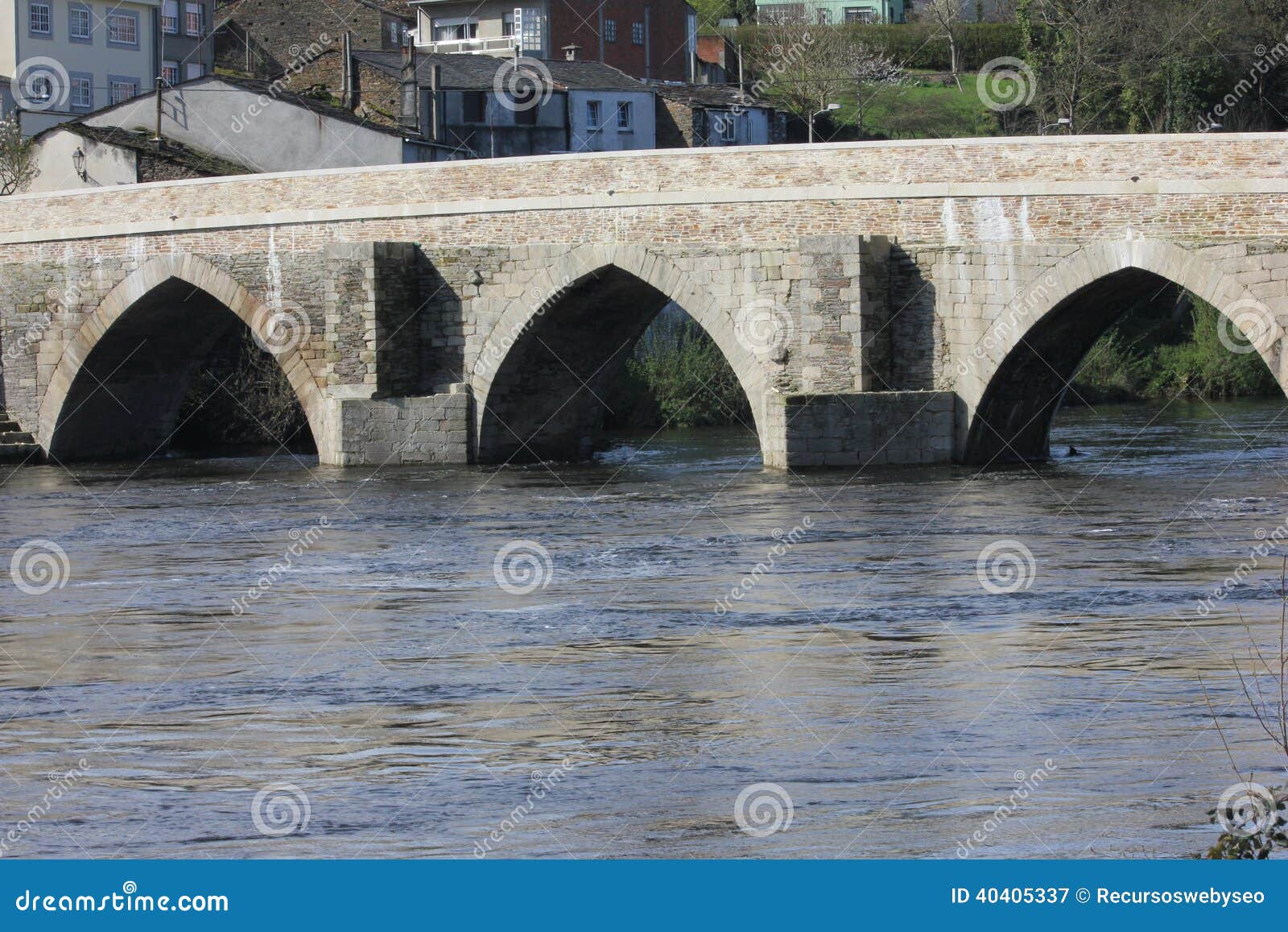 roman bridge in lugo spain