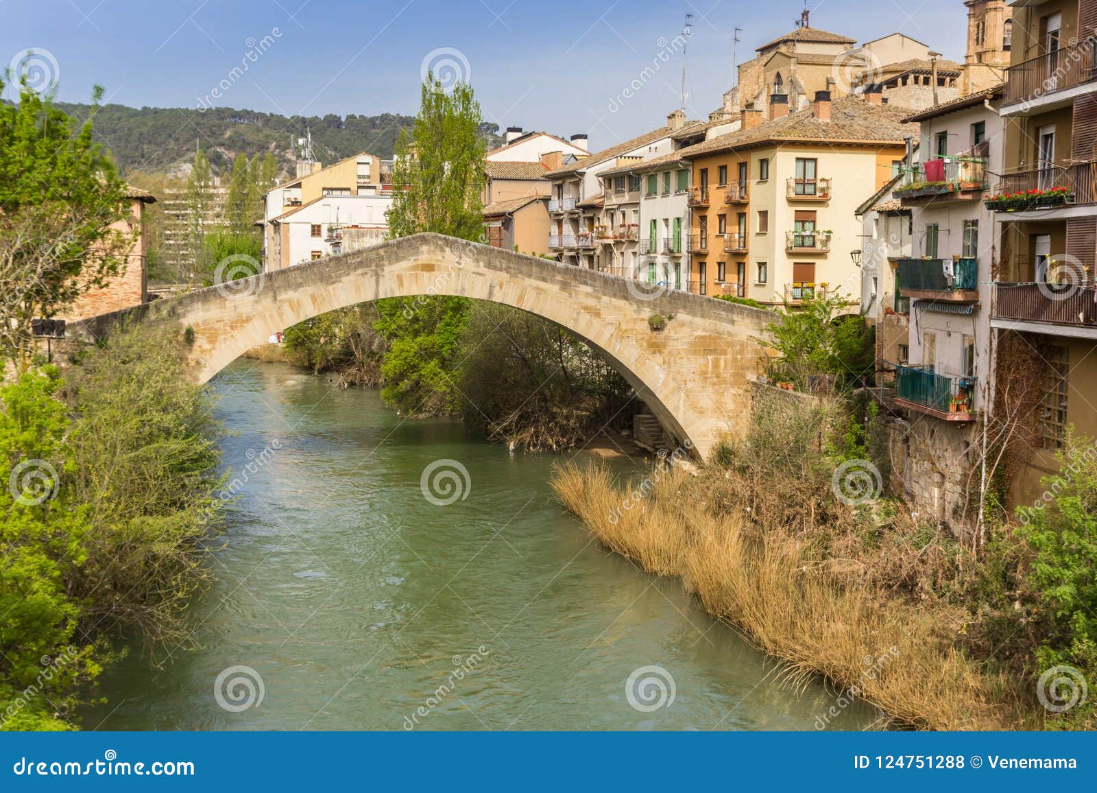 roman bridge over river ega in estella