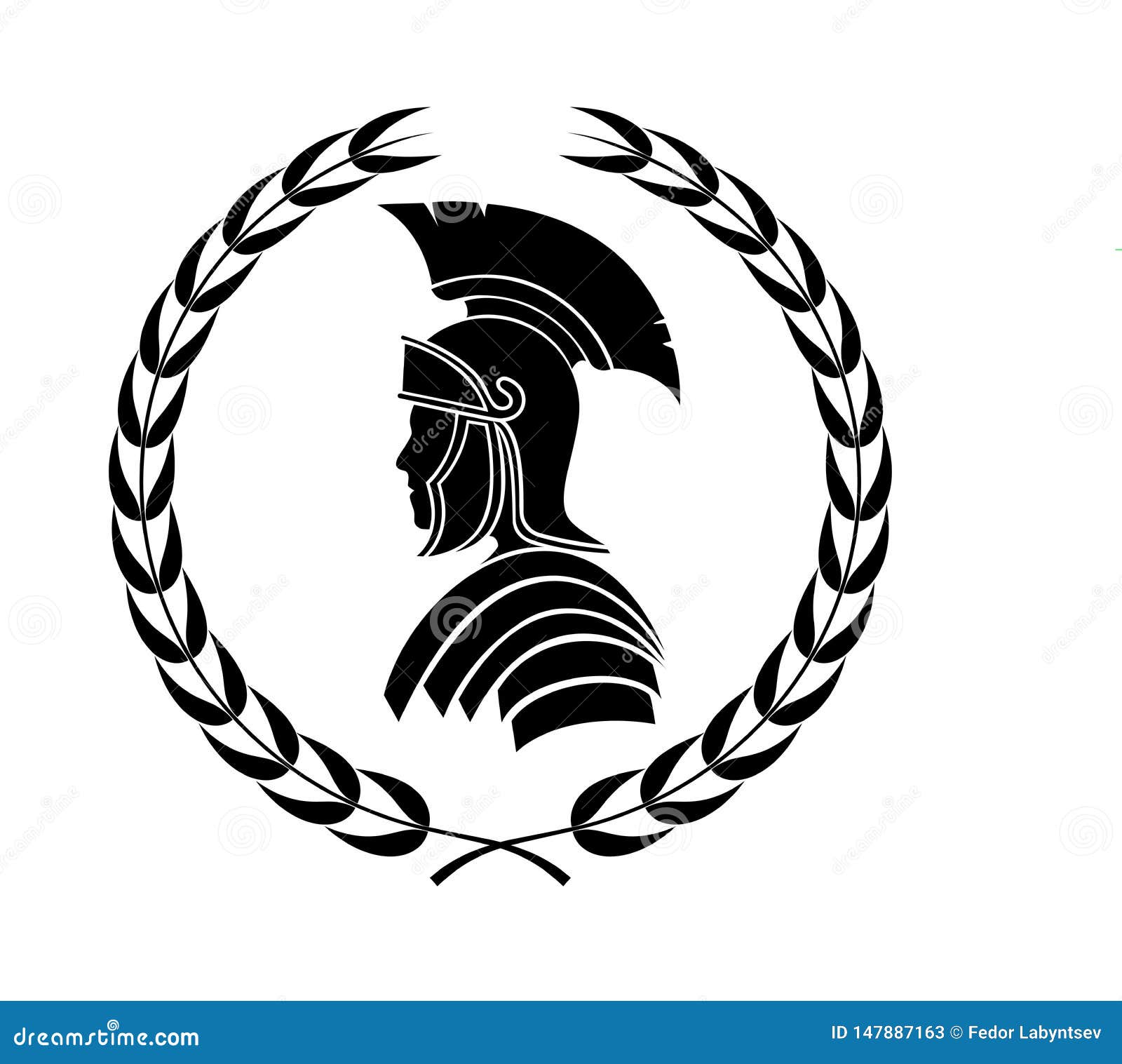 Roman Centurion Icon in Laurel Wreath Stock Vector Illustration of