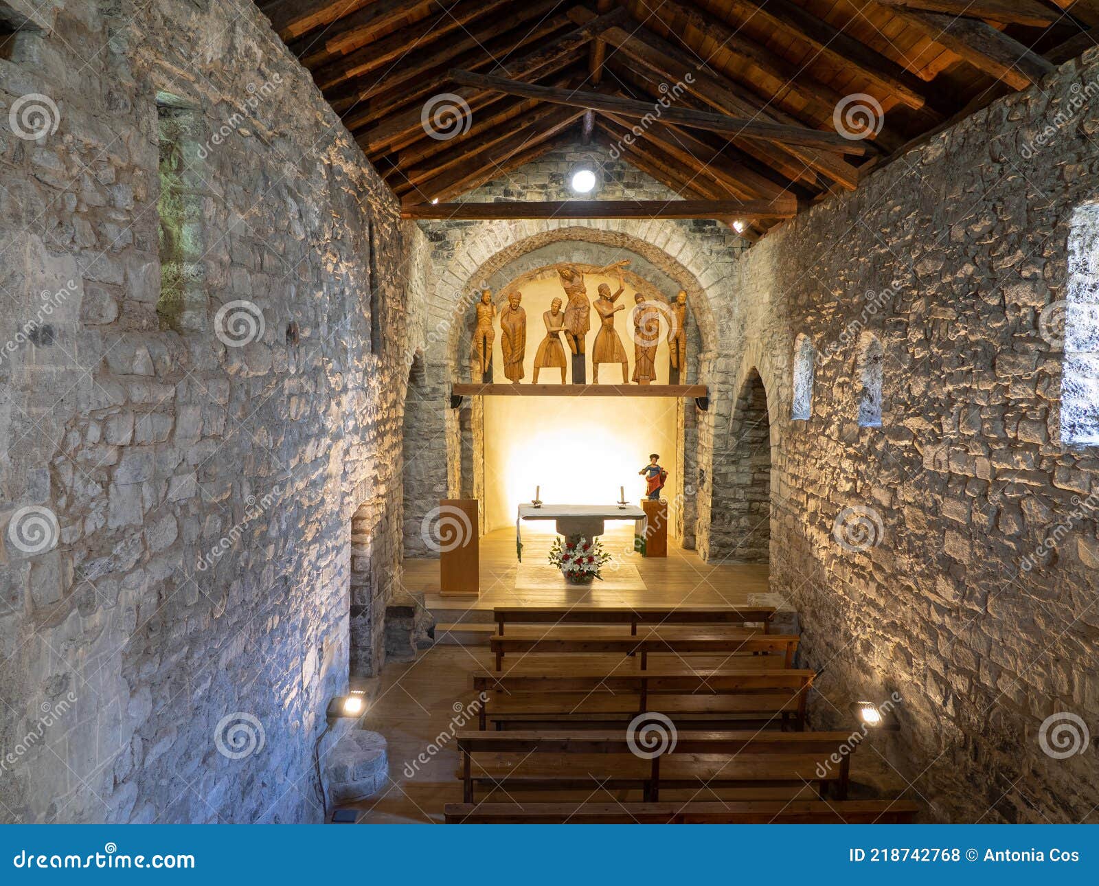 roman church of santa eulalia in erill la vall, in the boi valley,catalonia - spain