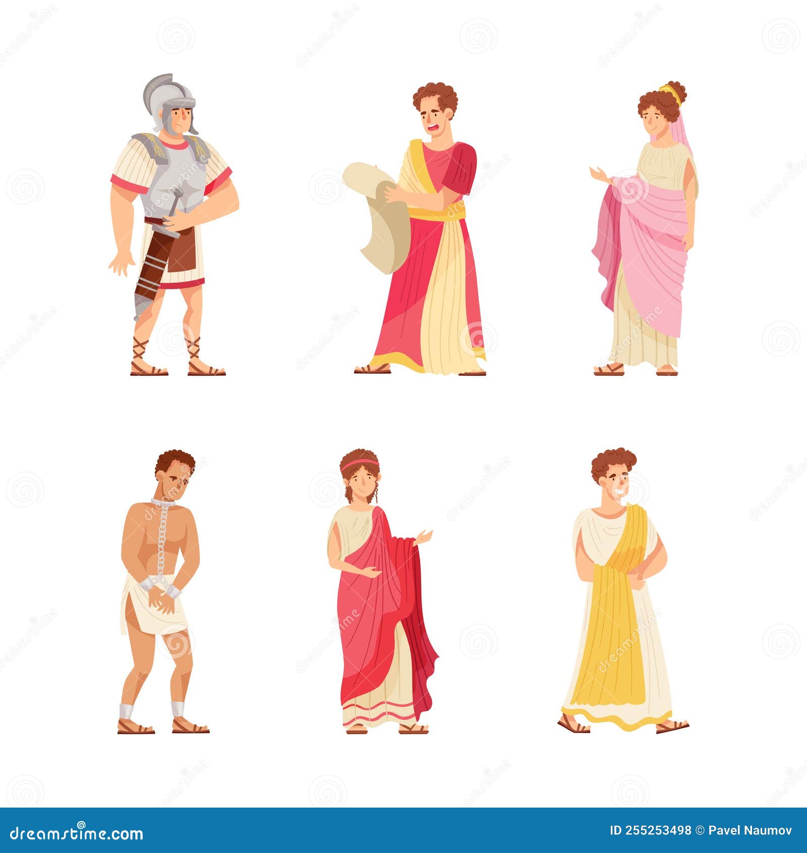 Roman Citizens Character Wearing Long Tunic and Sandals As Traditional ...