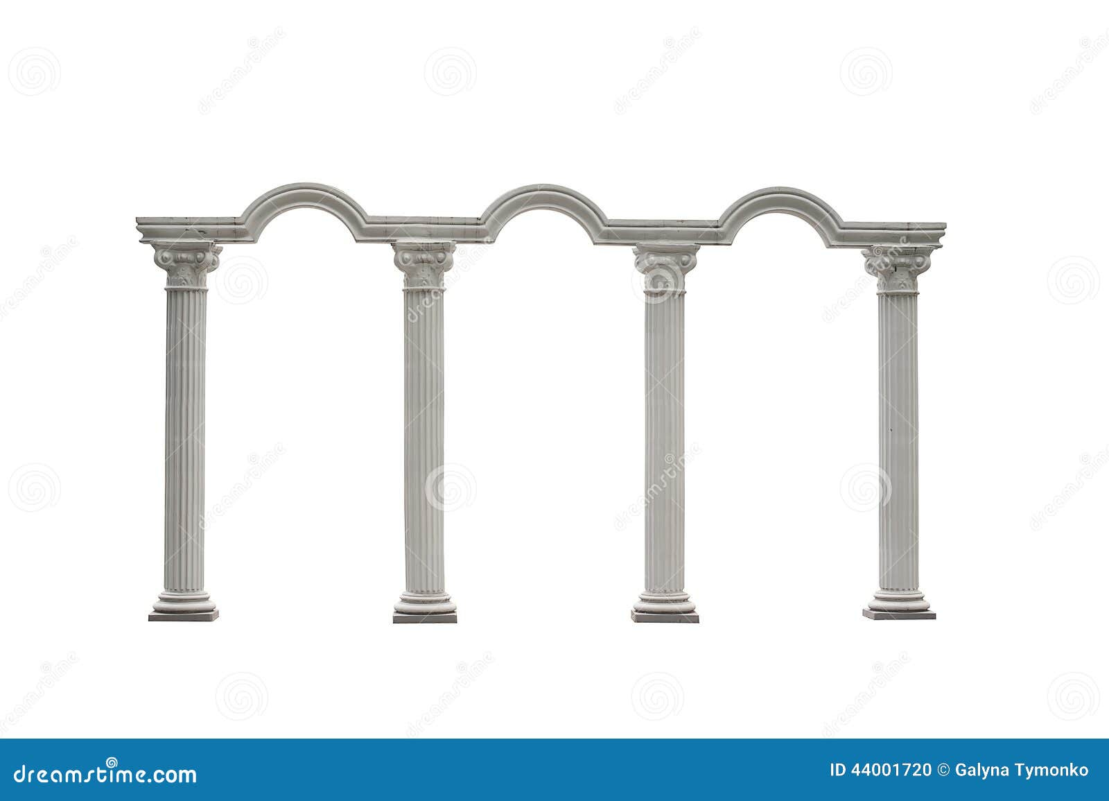 roman columns gate  on white with clipping path