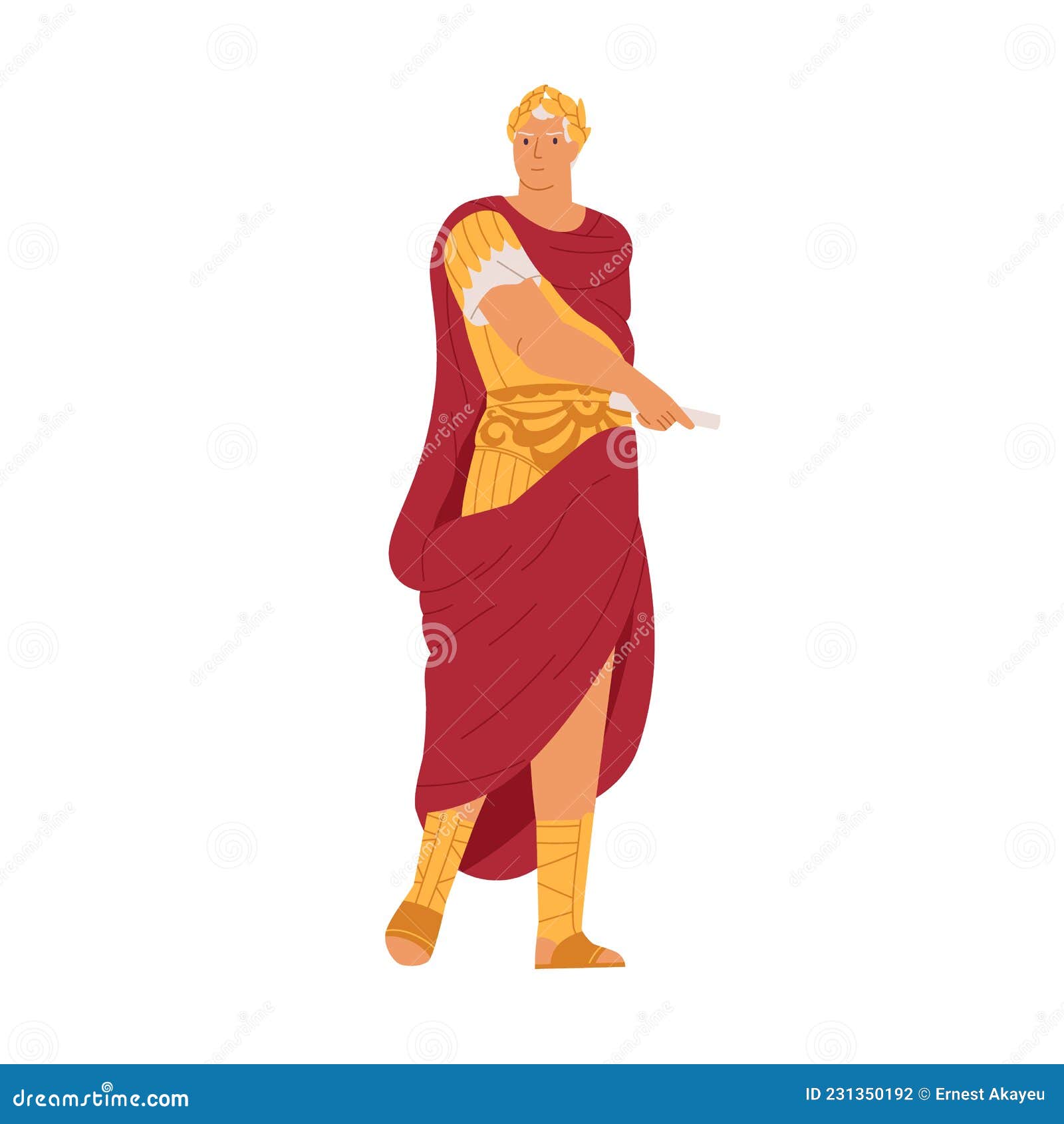 roman emperor in laurel crown and cape. gaius julius caesar, dictator and general of ancient rome. julio cesar