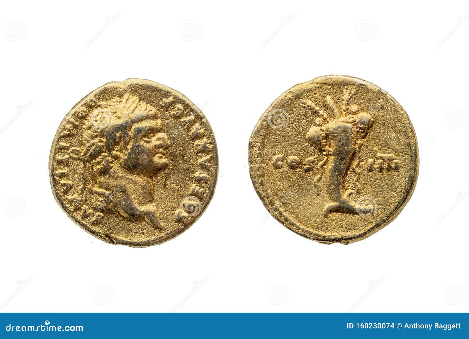 Roman Gold Aureus Coin of Roman Emperor Domitian Stock Photo - Image of