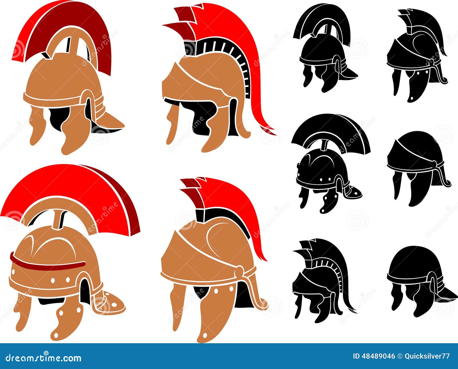 Roman Helmet Set Isolated Illustration Stock Illustration - Image: 48489046